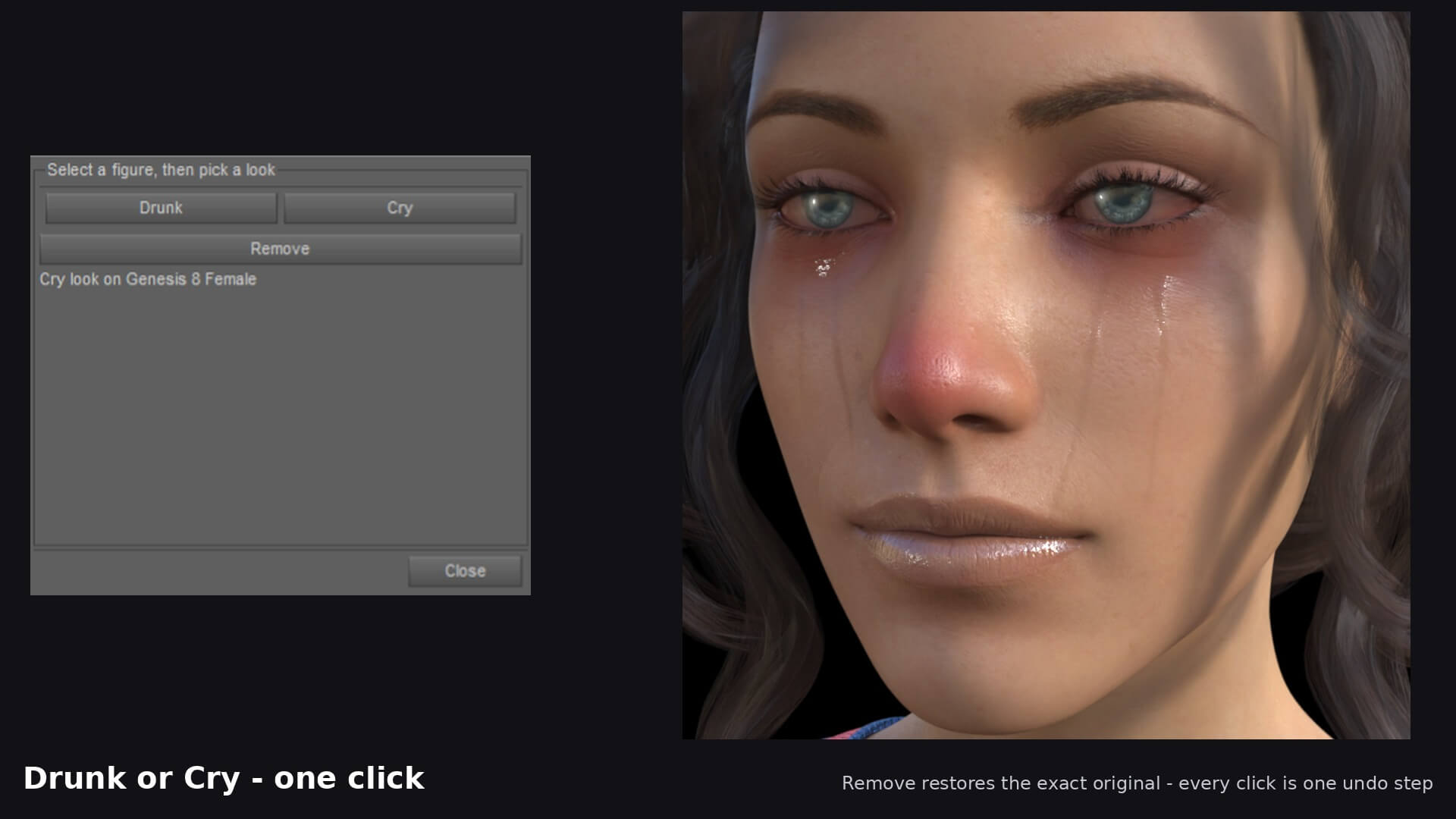 One Click Cry Look Daz Content