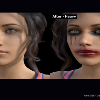 Ruined Makeup One Click for DAZ 3D