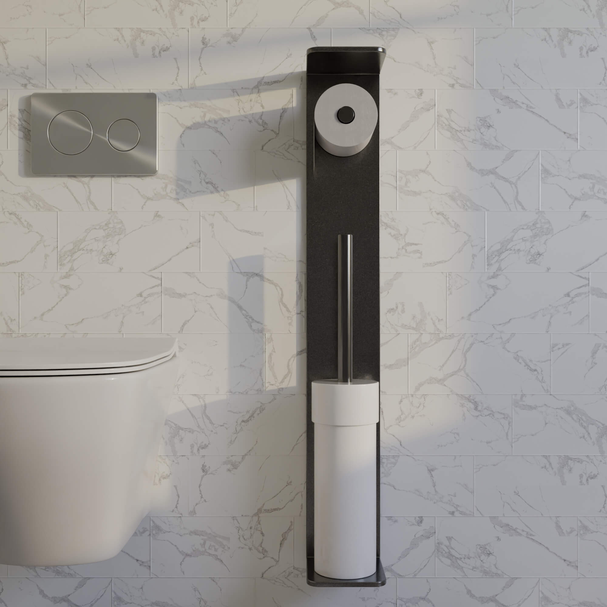 Modern Minimalist Toilet Paper and Brush Holder 3D Model