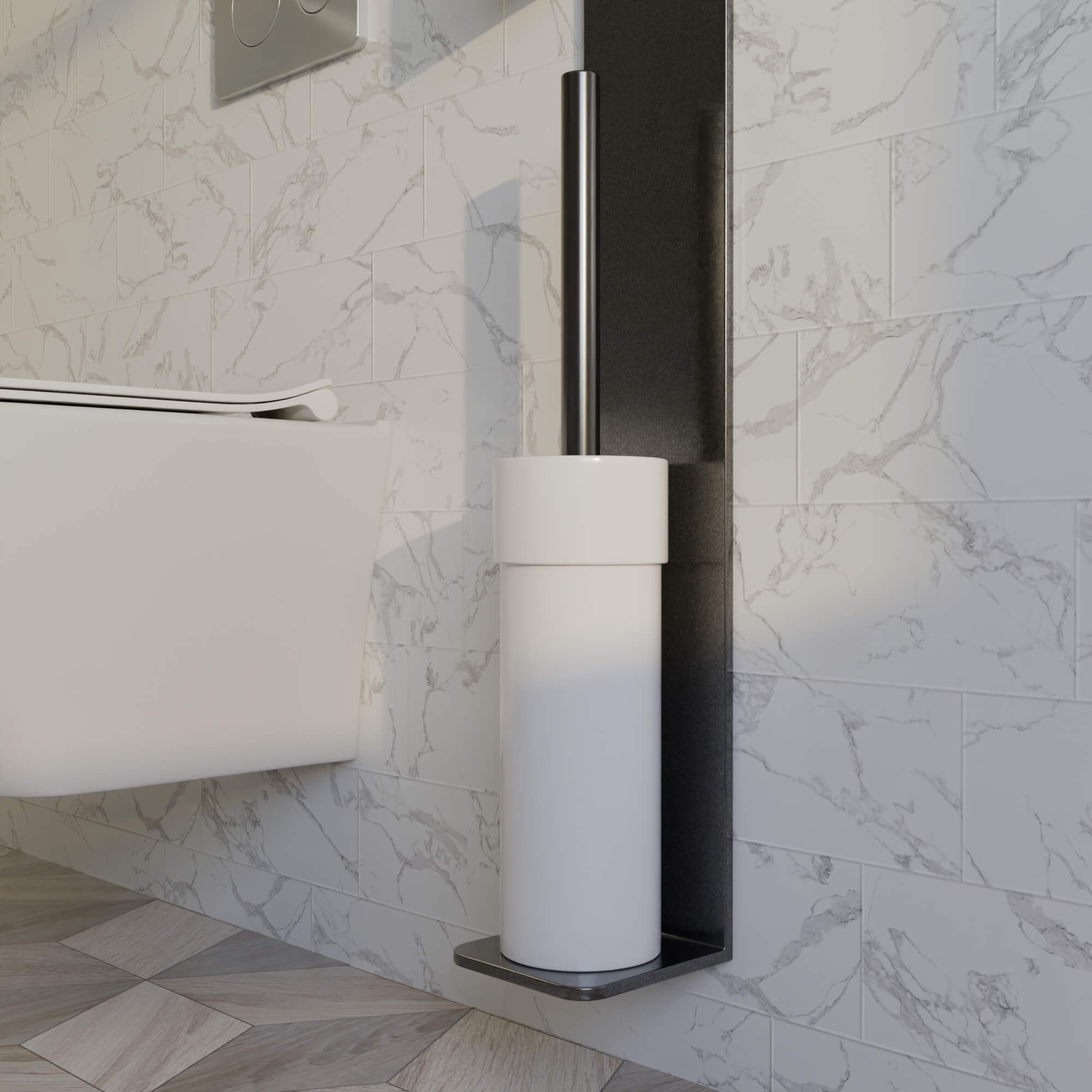 Modern Minimalist Toilet Paper and Brush Holder 3D Model