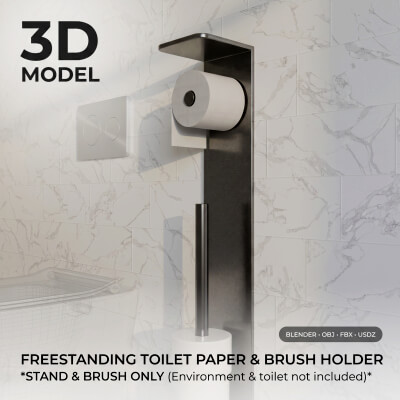 Modern Minimalist Toilet Paper and Brush Holder