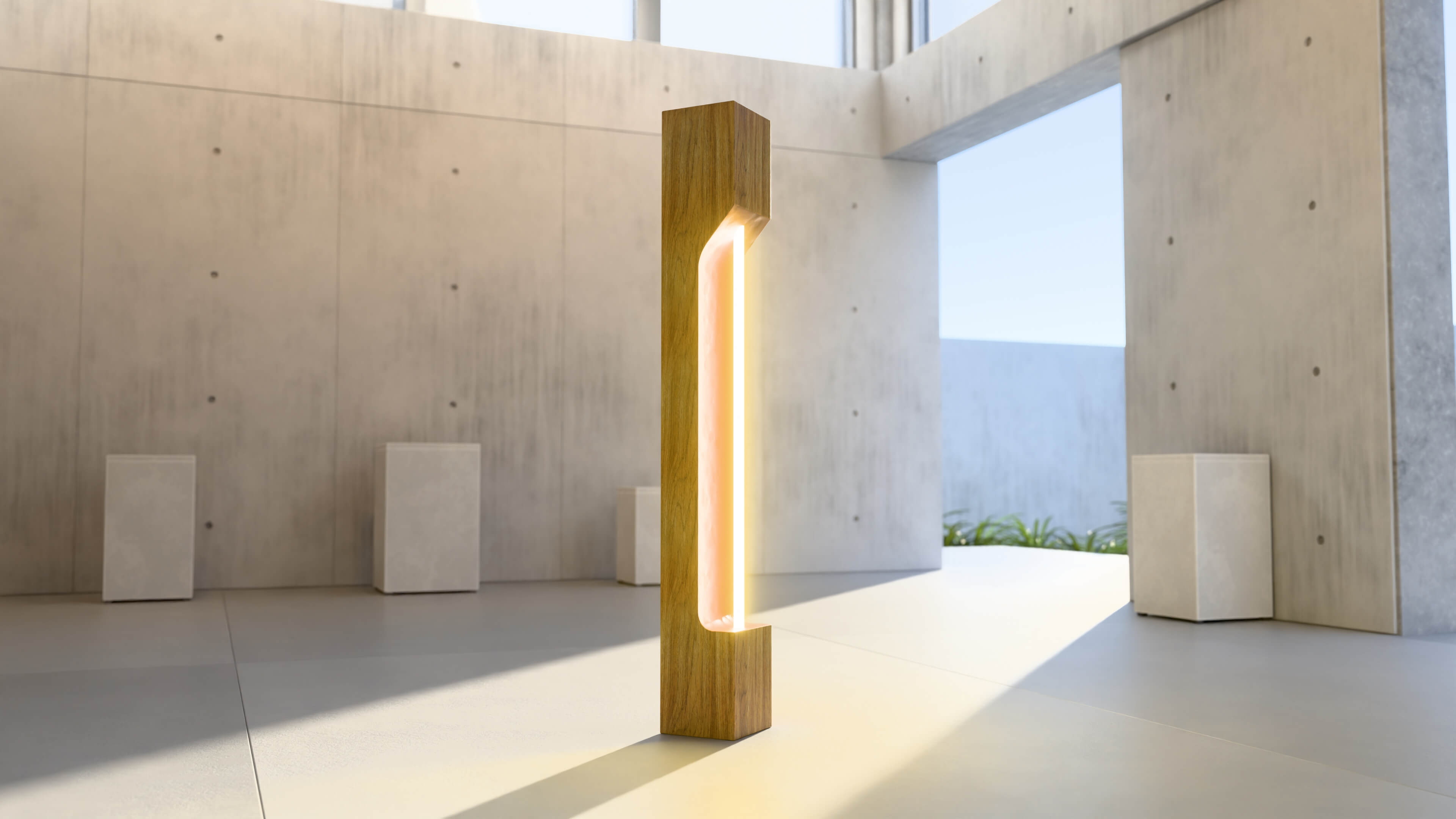 Modern Minimalist Wooden LED Floor Lamp - 3D Model 3D Model