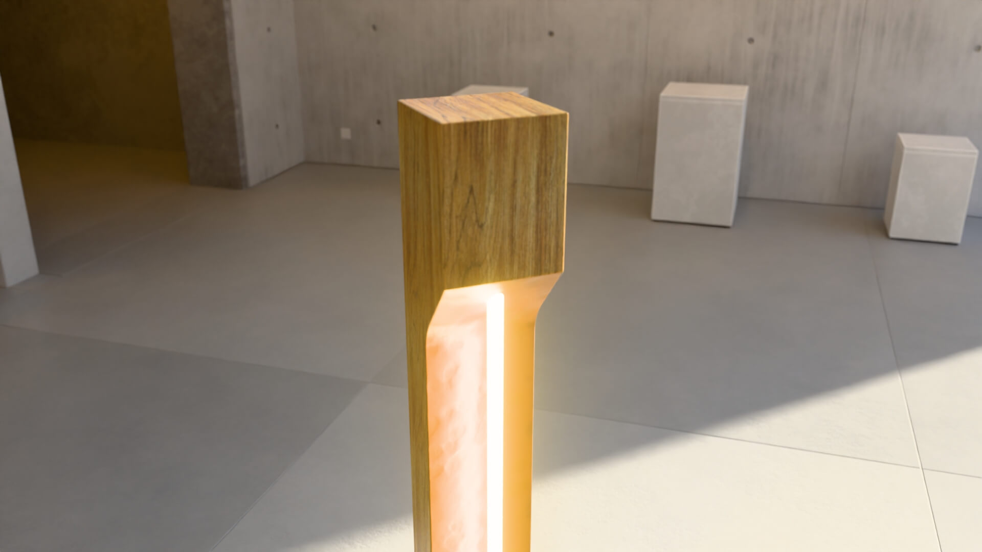 Modern Minimalist Wooden LED Floor Lamp - 3D Model 3D Model