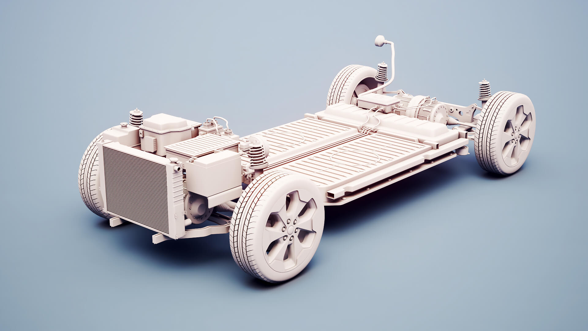 Electric AWD 4x4 Vehicle EV Chassis with Battery Powertrain 3D Model