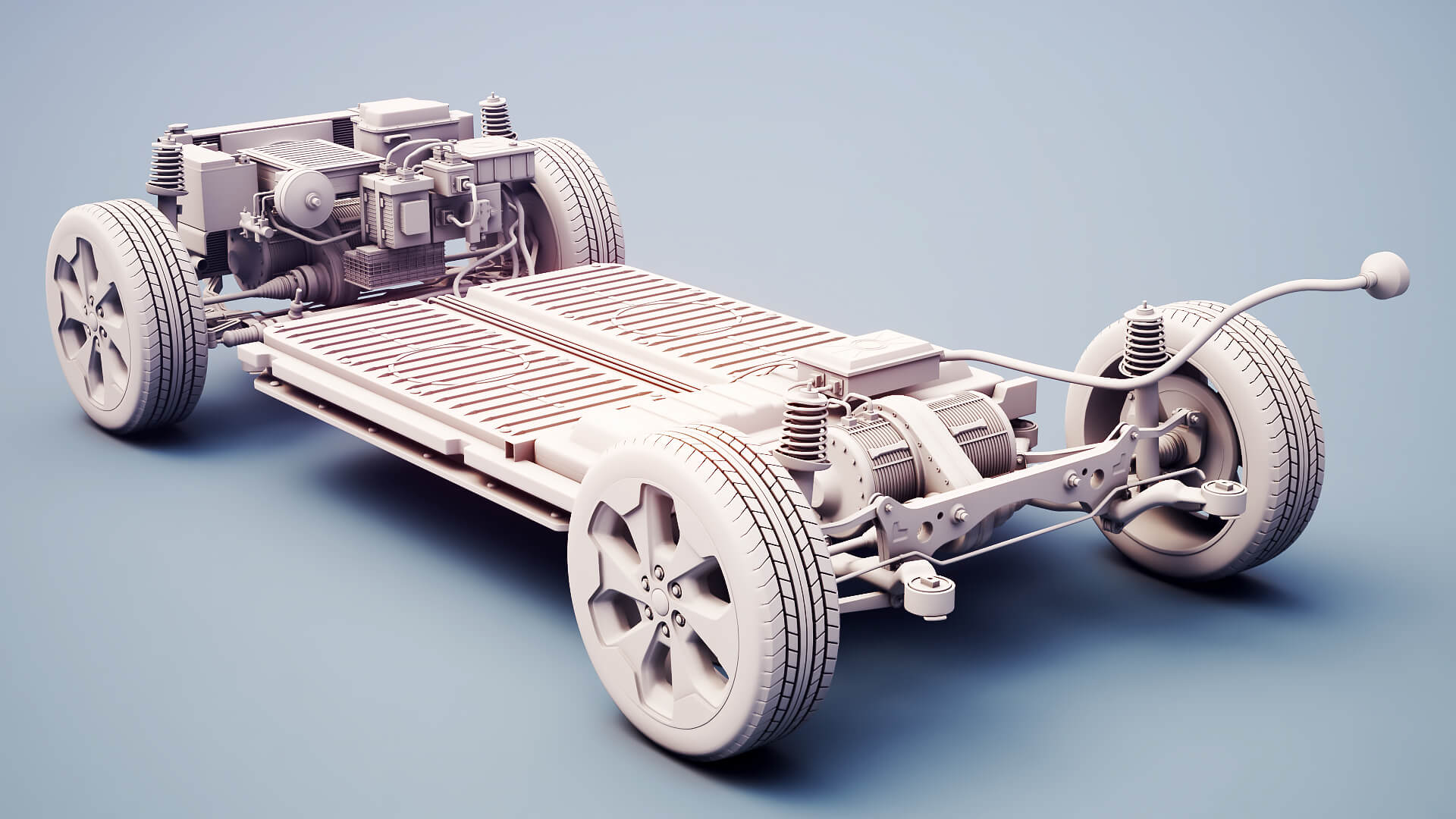 Electric AWD 4x4 Vehicle EV Chassis with Battery Powertrain 3D Model