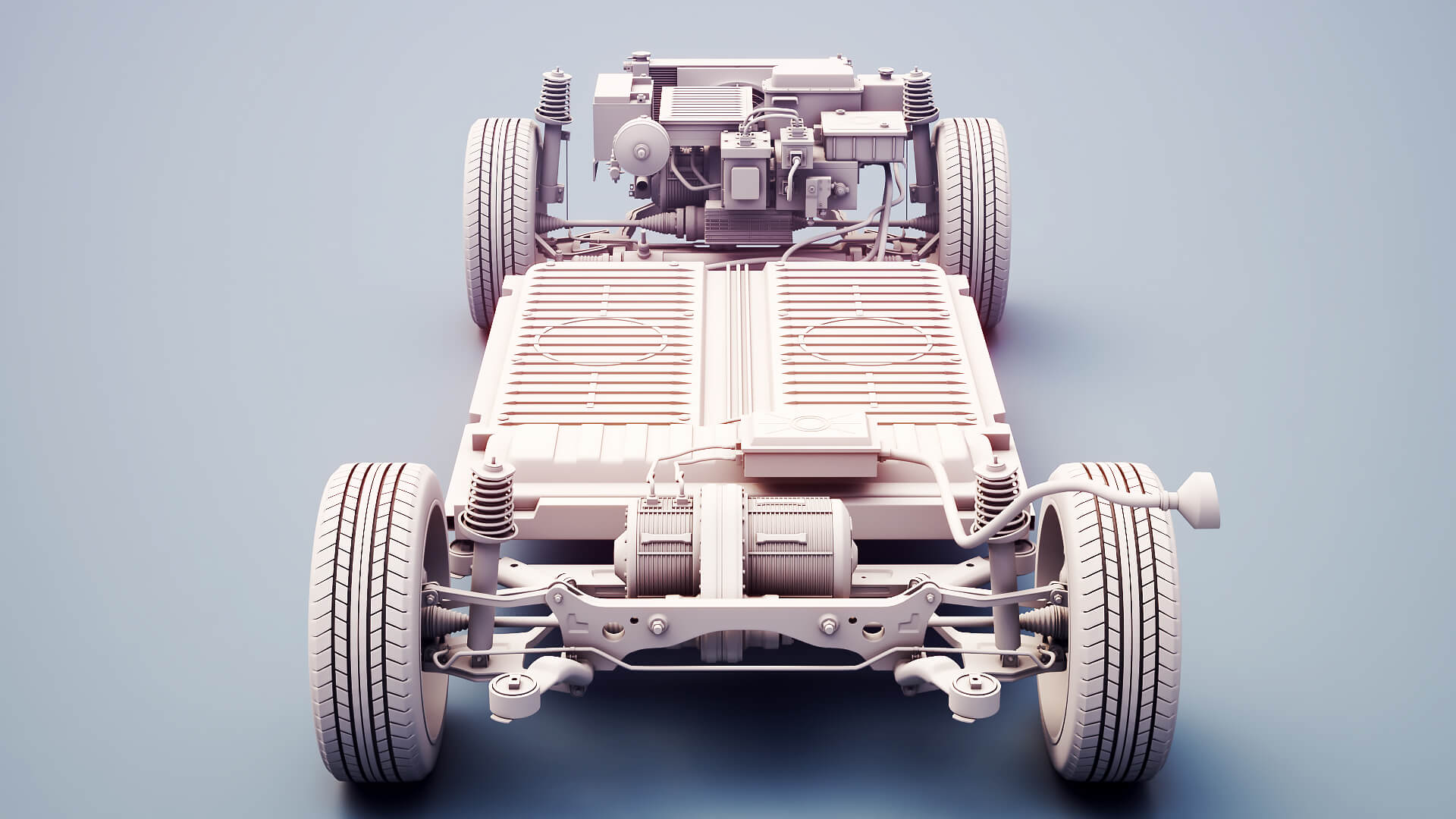 Electric AWD 4x4 Vehicle EV Chassis with Battery Powertrain 3D Model