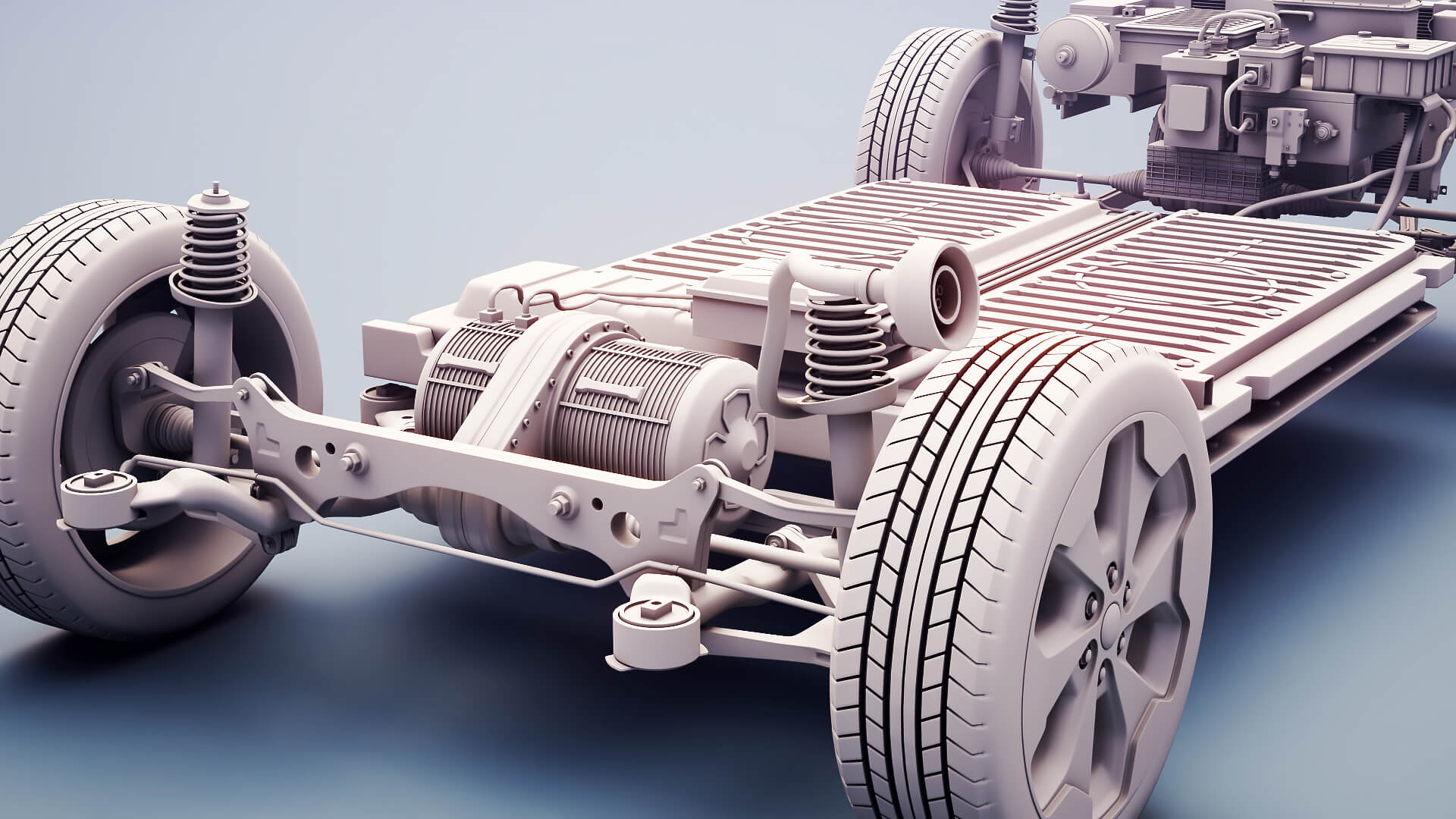 Electric AWD 4x4 Vehicle EV Chassis with Battery Powertrain 3D Model