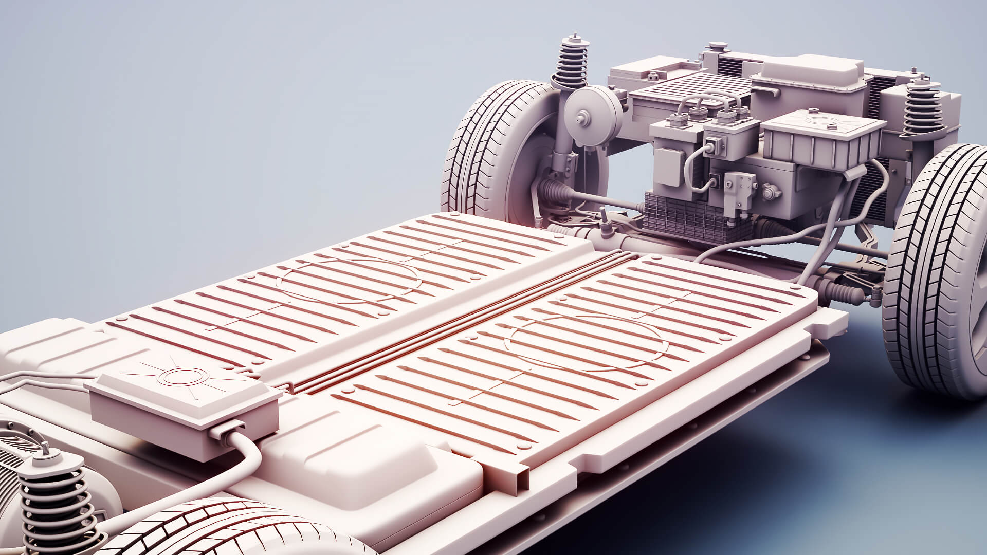 Electric AWD 4x4 Vehicle EV Chassis with Battery Powertrain 3D Model