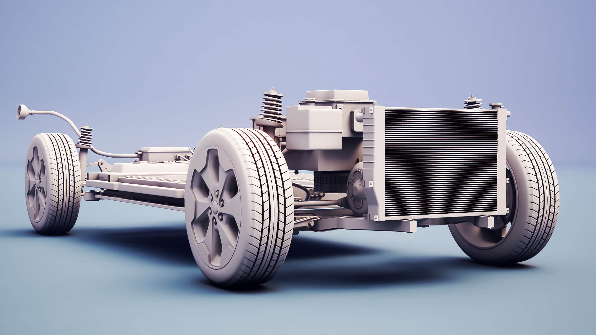 Electric AWD 4x4 Vehicle EV Chassis with Battery Powertrain 3D Model