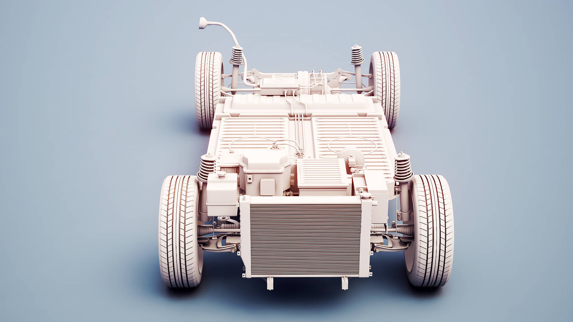 Electric AWD 4x4 Vehicle EV Chassis with Battery Powertrain 3D Model