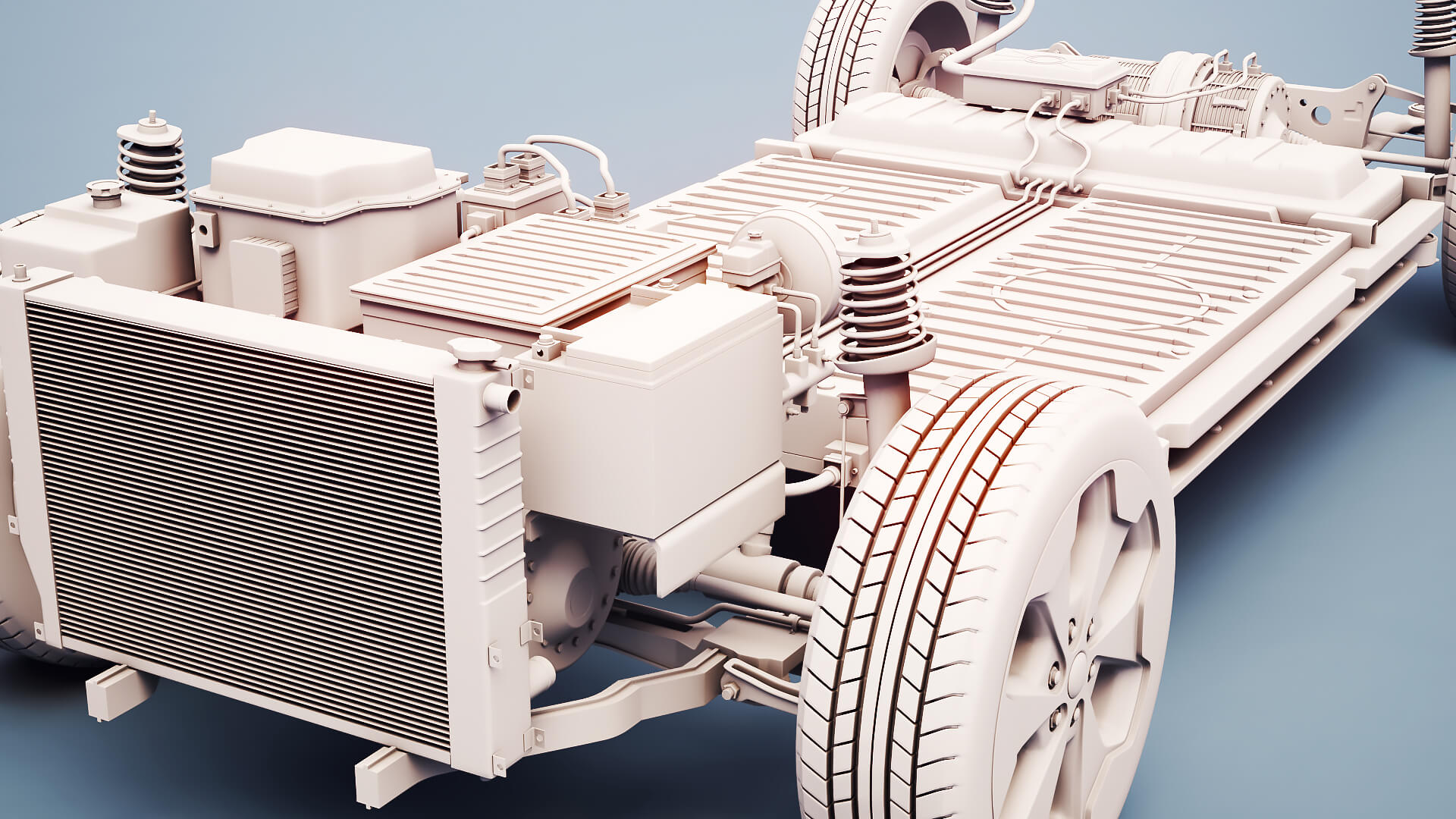 Electric AWD 4x4 Vehicle EV Chassis with Battery Powertrain 3D Model