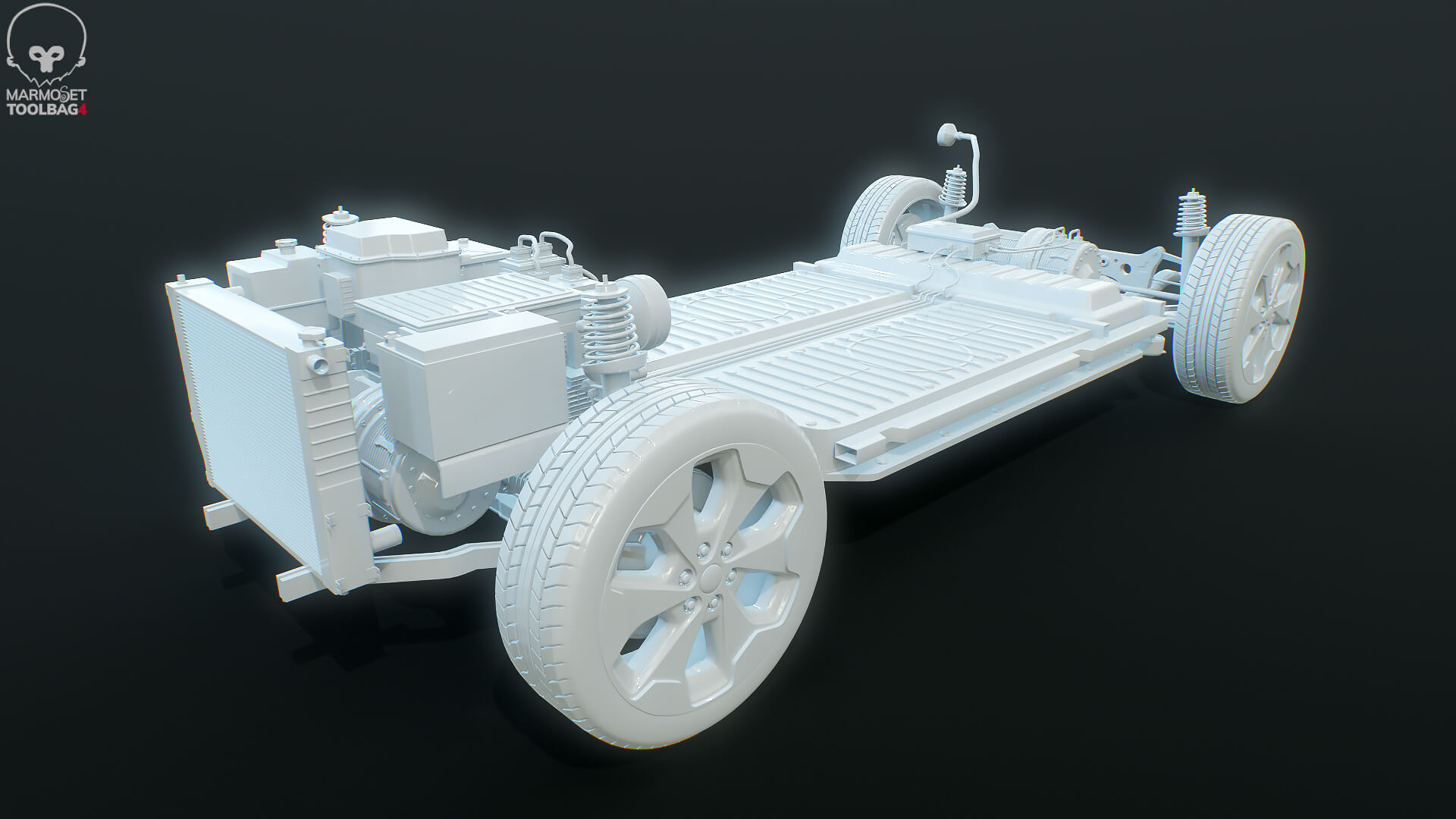 Electric AWD 4x4 Vehicle EV Chassis with Battery Powertrain 3D Model