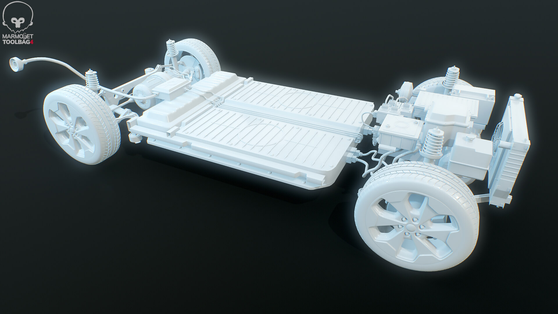 Electric AWD 4x4 Vehicle EV Chassis with Battery Powertrain 3D Model