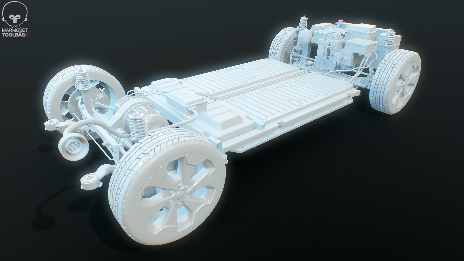 Electric AWD 4x4 Vehicle EV Chassis with Battery Powertrain 3D Model