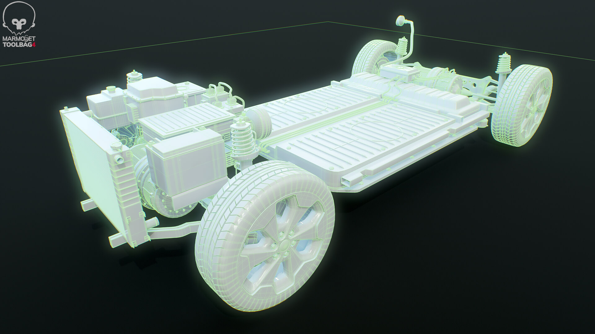 Electric AWD 4x4 Vehicle EV Chassis with Battery Powertrain 3D Model