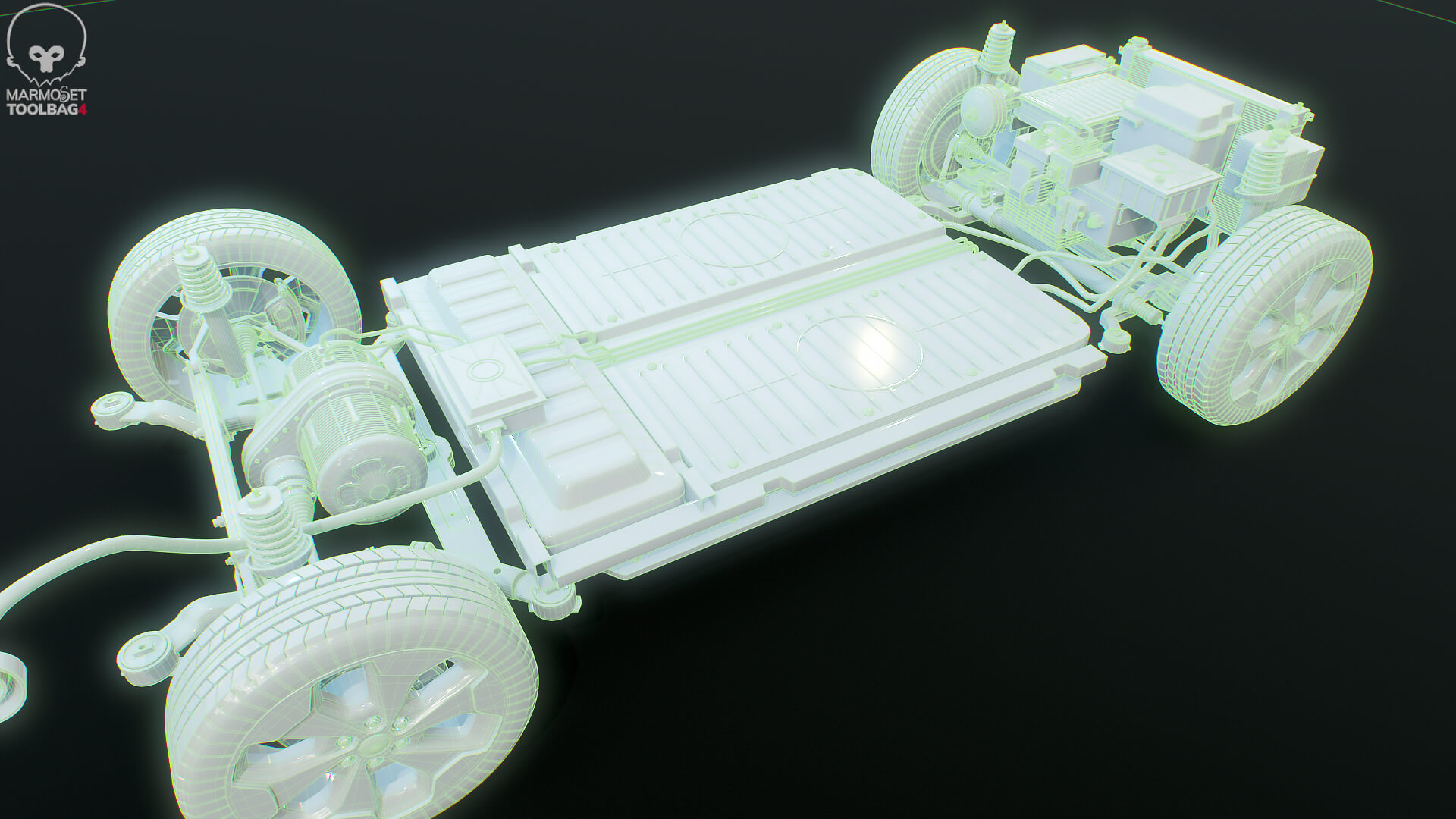 Electric AWD 4x4 Vehicle EV Chassis with Battery Powertrain 3D Model
