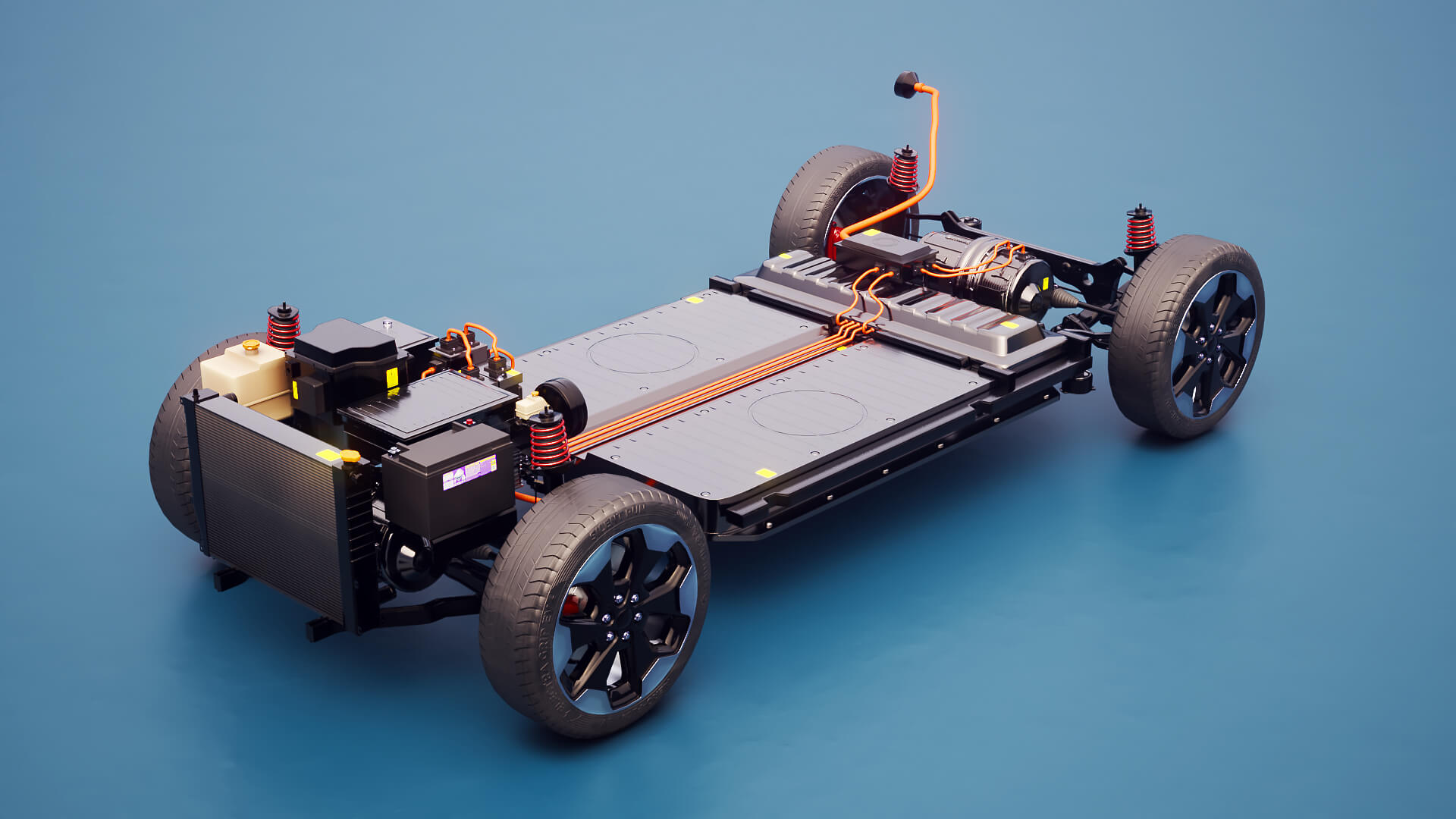 Electric AWD 4x4 Vehicle EV Chassis with Battery Powertrain 3D Model