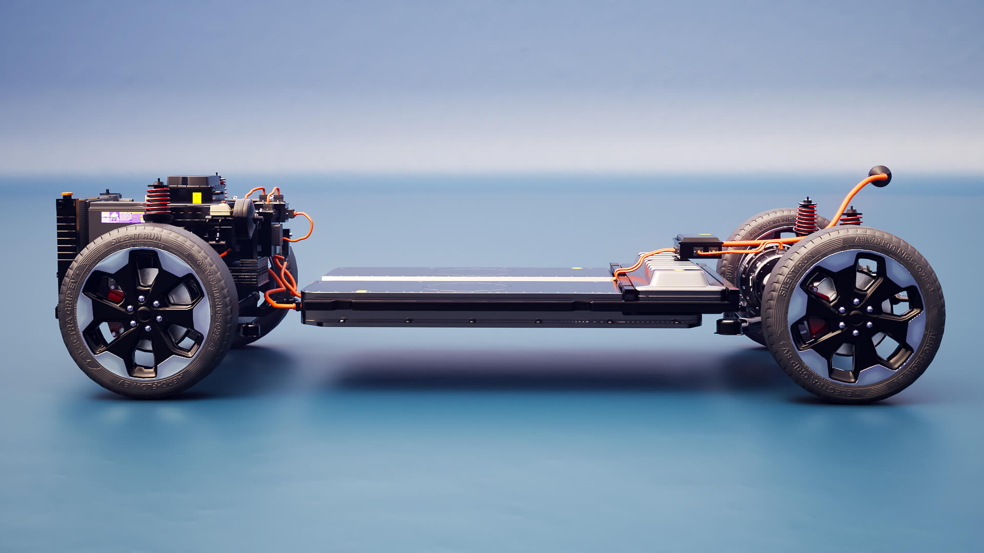 Electric AWD 4x4 Vehicle EV Chassis with Battery Powertrain 3D Model