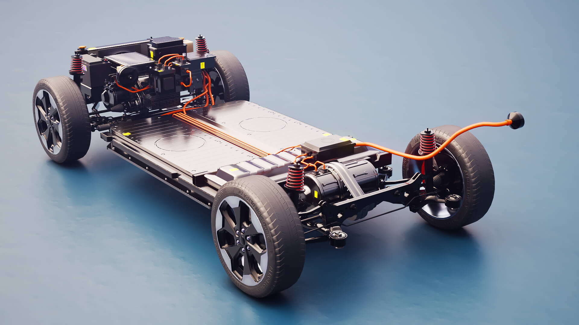 Electric AWD 4x4 Vehicle EV Chassis with Battery Powertrain 3D Model