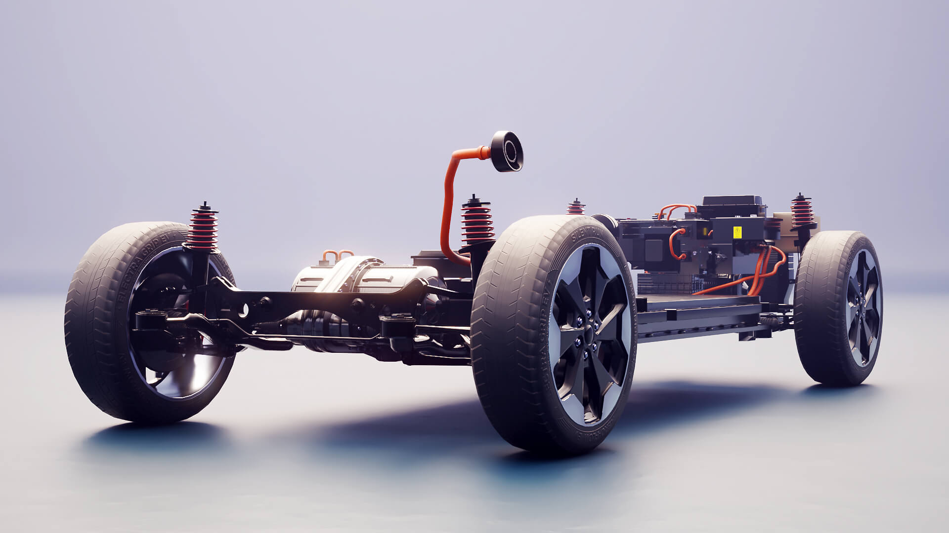 Electric AWD 4x4 Vehicle EV Chassis with Battery Powertrain 3D Model