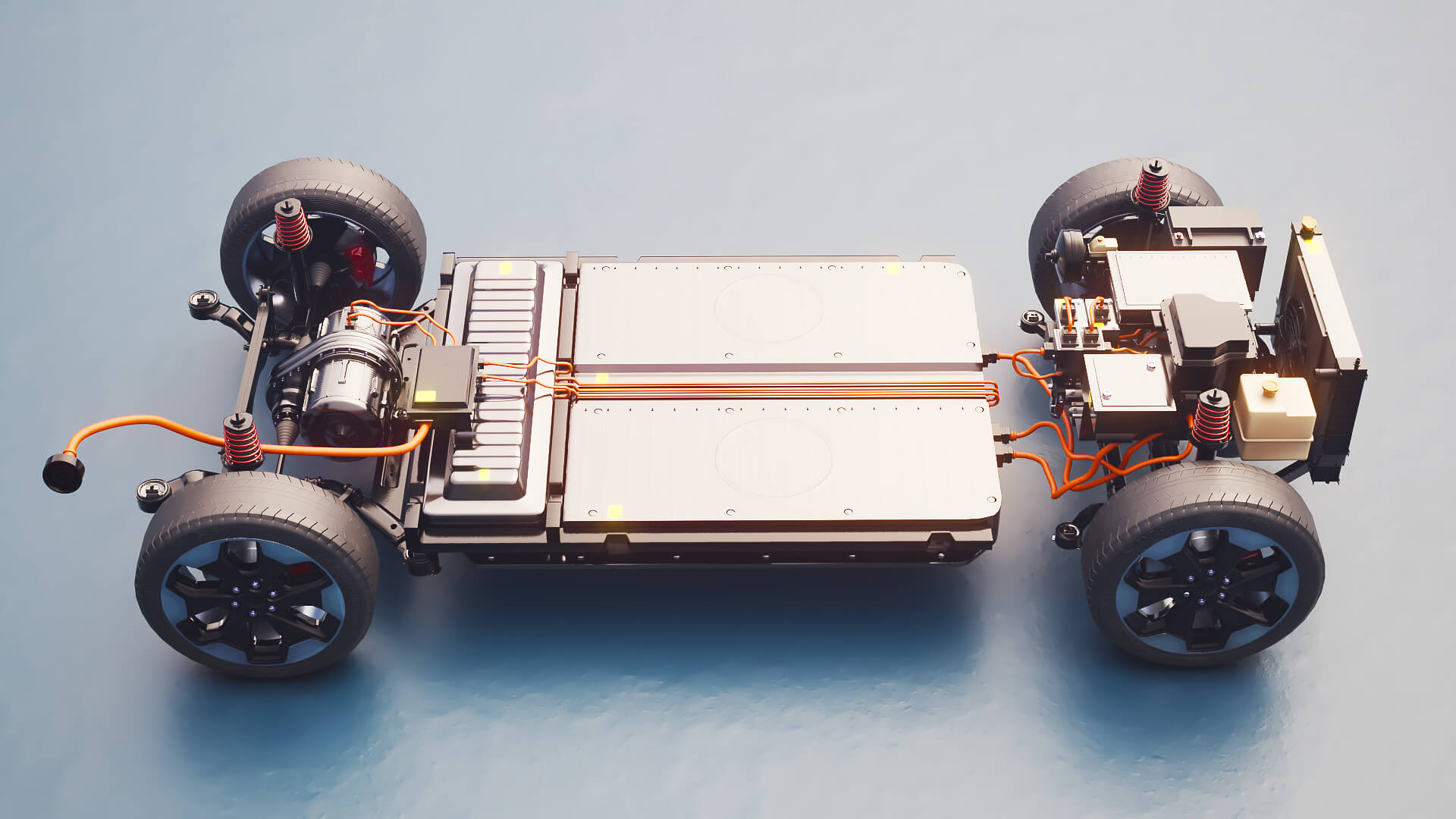Electric AWD 4x4 Vehicle EV Chassis with Battery Powertrain 3D Model
