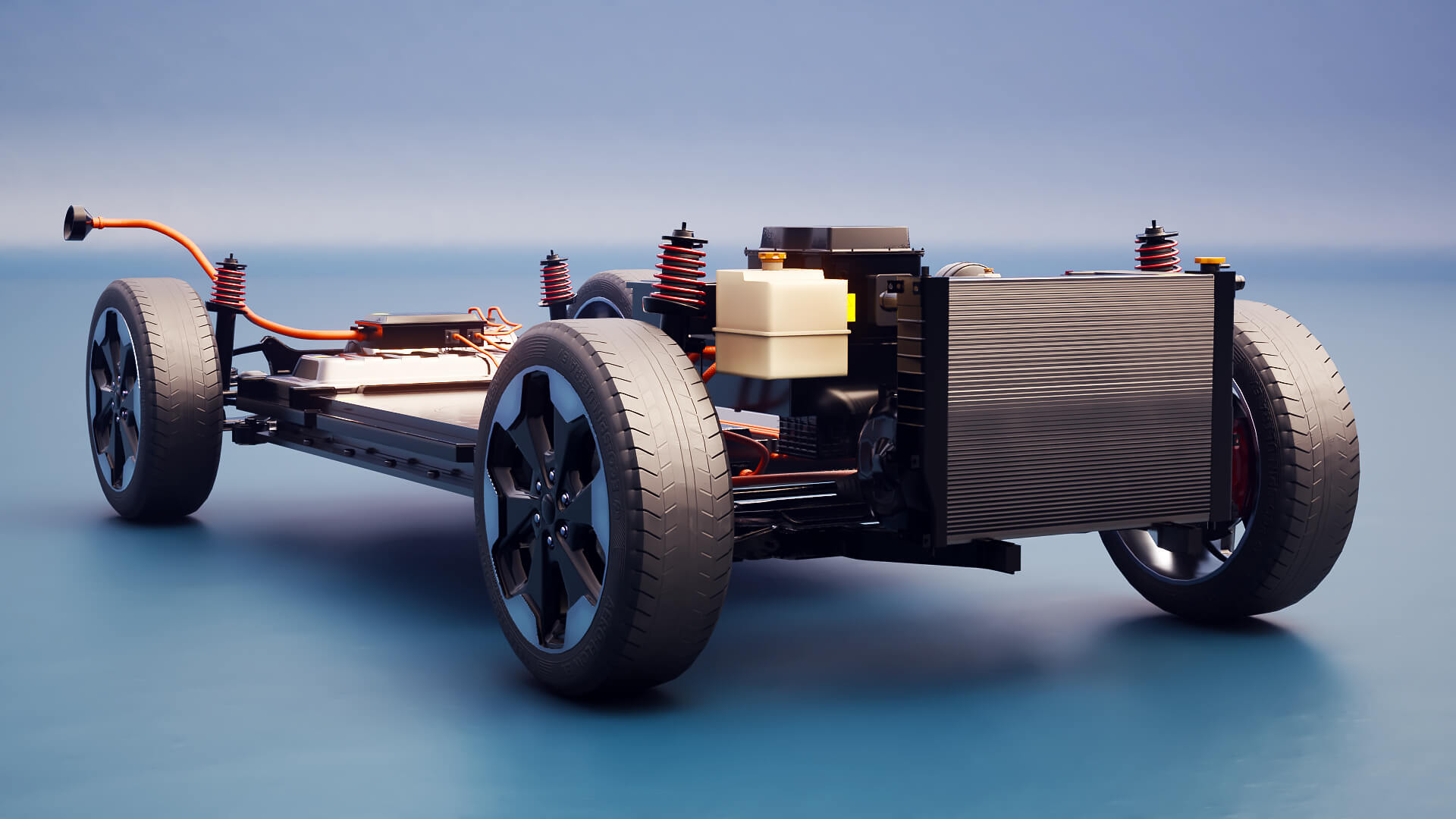 Electric AWD 4x4 Vehicle EV Chassis with Battery Powertrain 3D Model