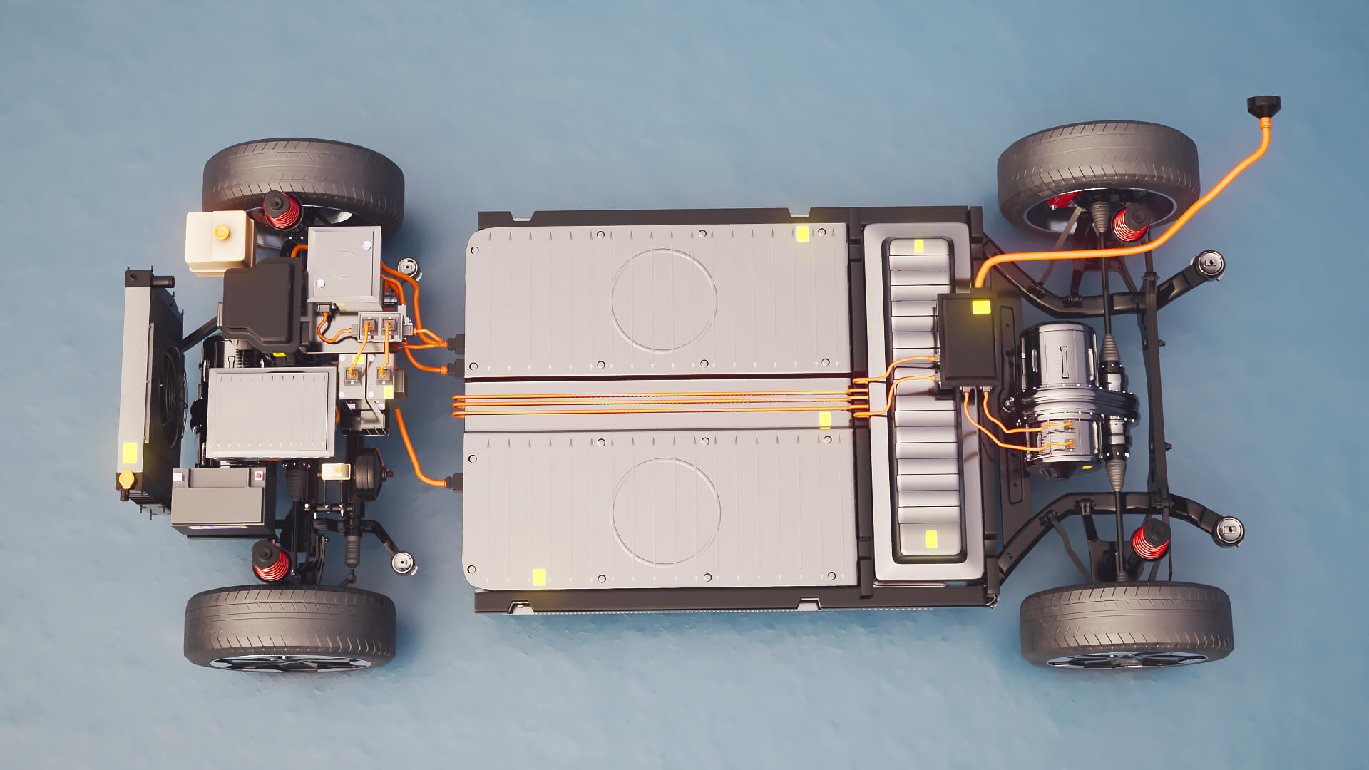 Electric AWD 4x4 Vehicle EV Chassis with Battery Powertrain 3D Model
