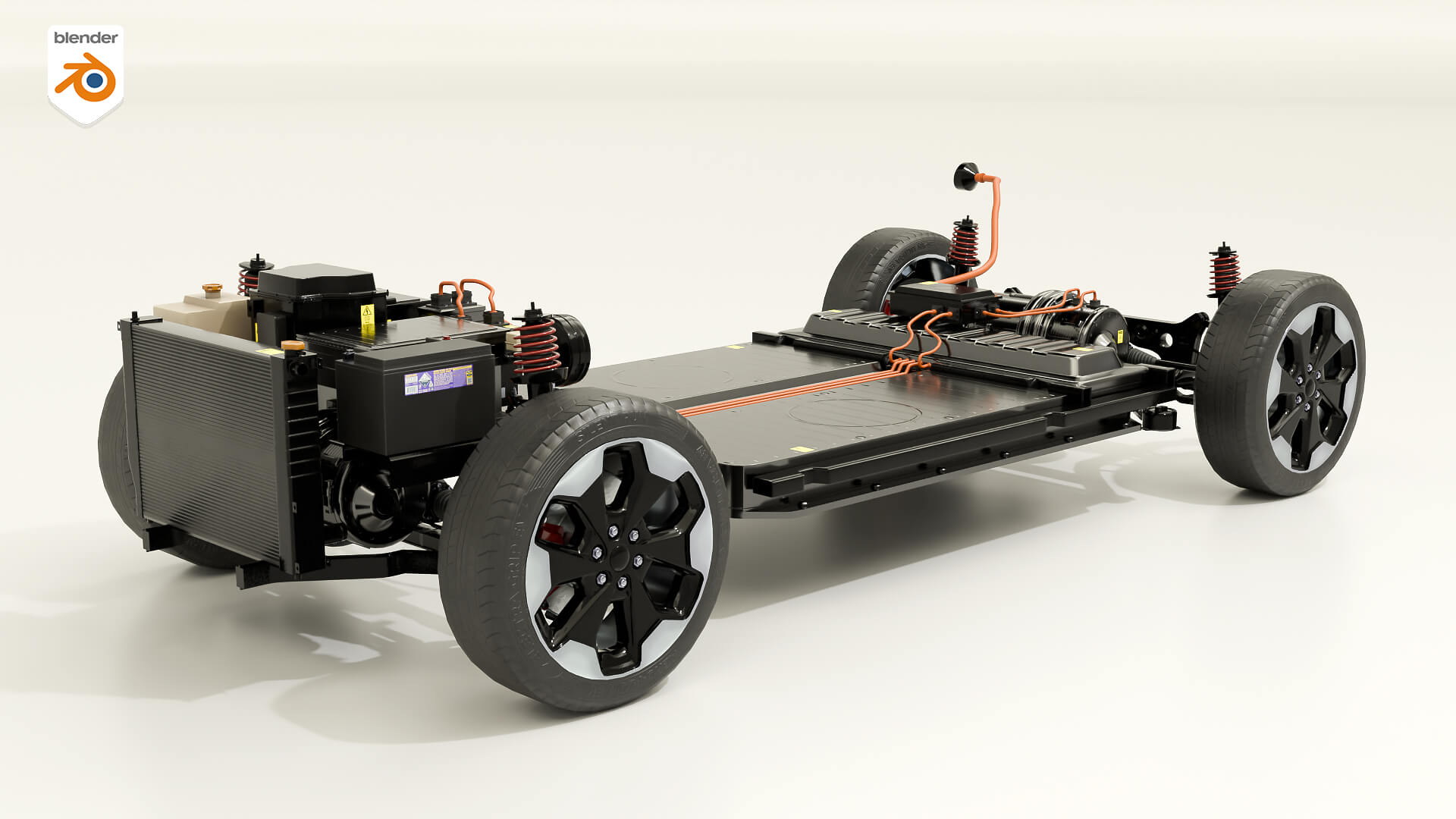 Electric AWD 4x4 Vehicle EV Chassis with Battery Powertrain 3D Model