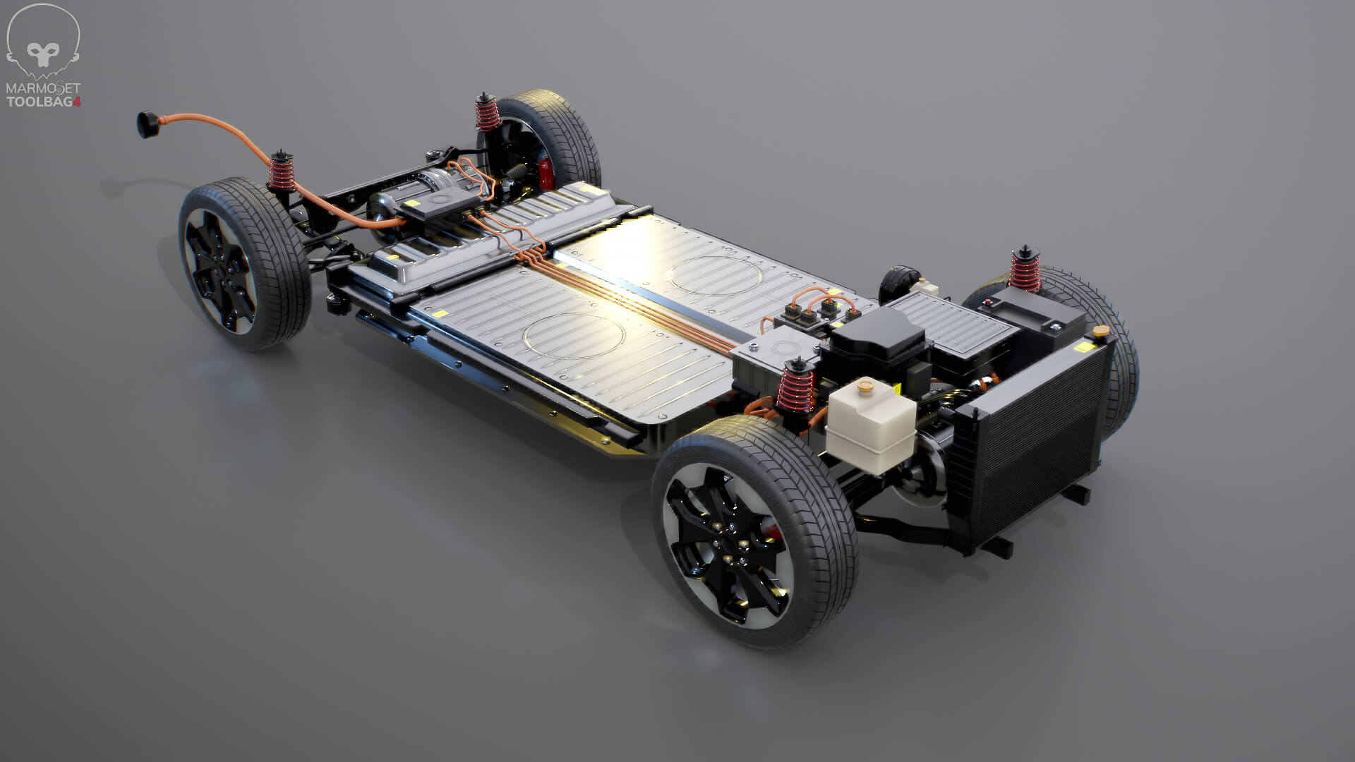 Electric AWD 4x4 Vehicle EV Chassis with Battery Powertrain 3D Model