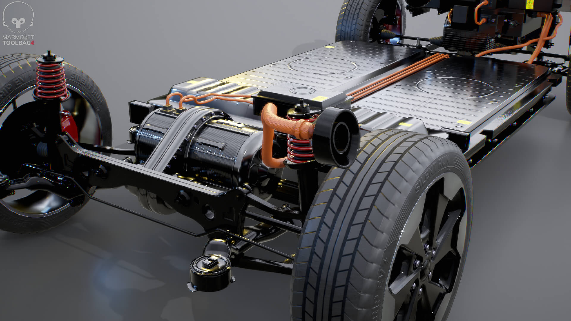 Electric AWD 4x4 Vehicle EV Chassis with Battery Powertrain 3D Model