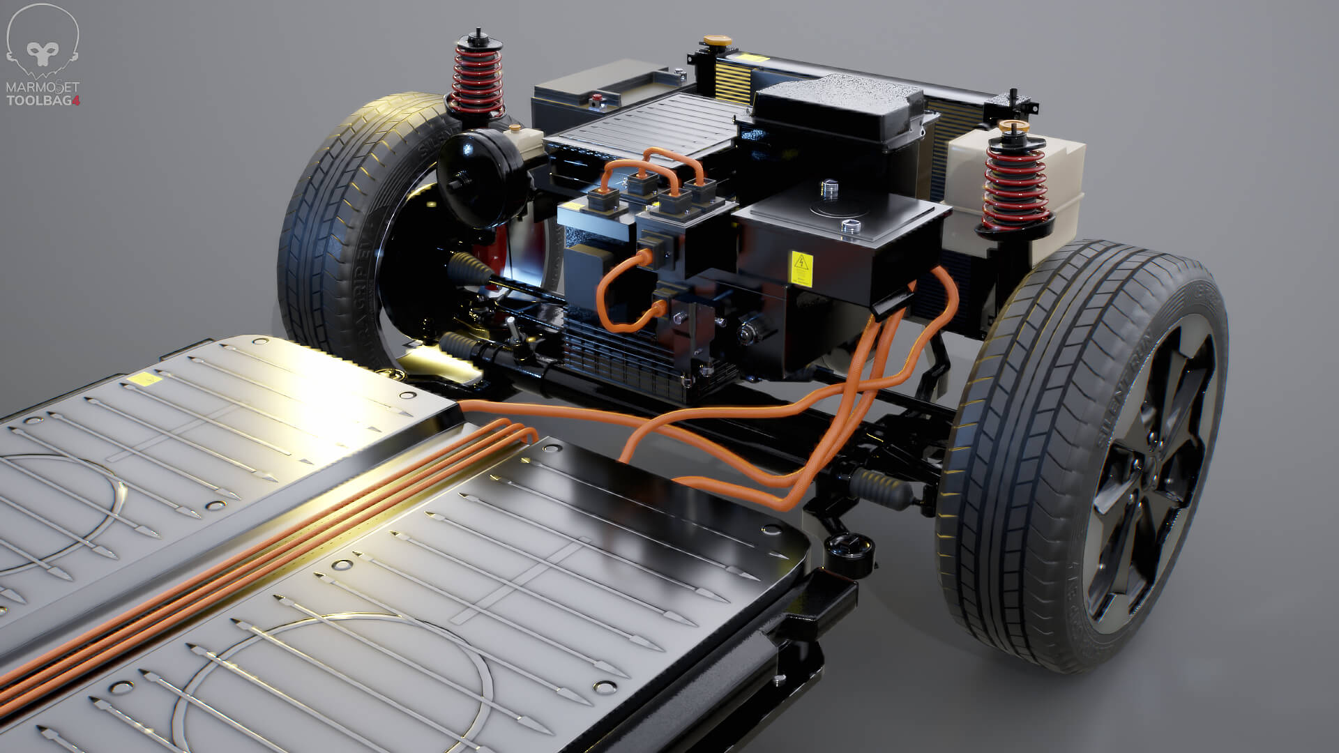 Electric AWD 4x4 Vehicle EV Chassis with Battery Powertrain 3D Model