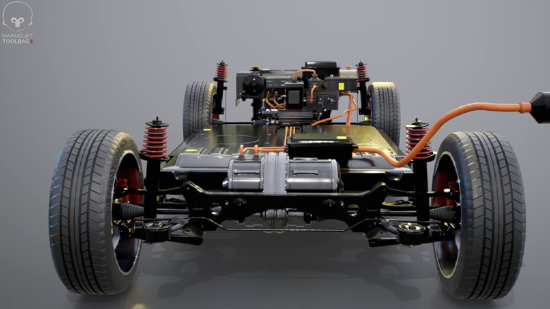 Electric AWD 4x4 Vehicle EV Chassis with Battery Powertrain 3D Model