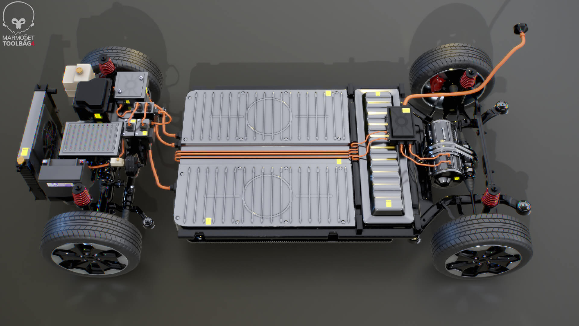Electric AWD 4x4 Vehicle EV Chassis with Battery Powertrain 3D Model