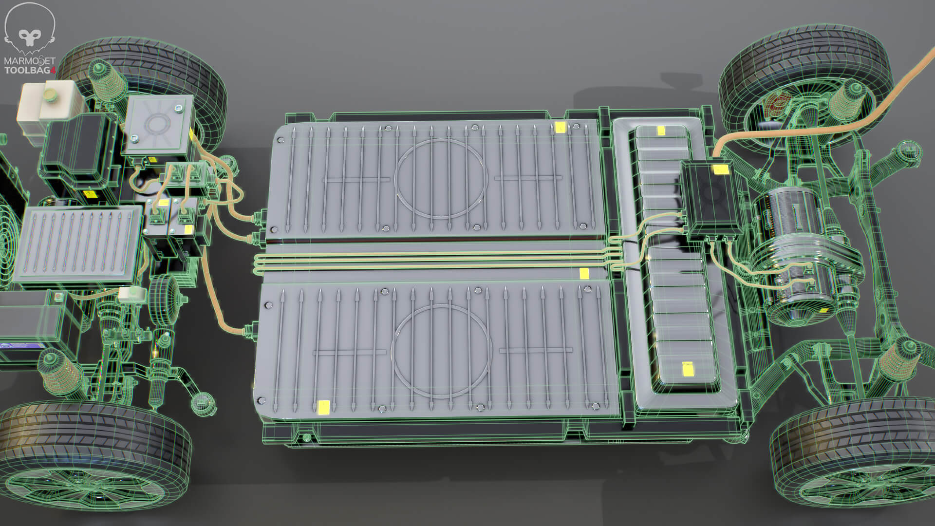 Electric AWD 4x4 Vehicle EV Chassis with Battery Powertrain 3D Model