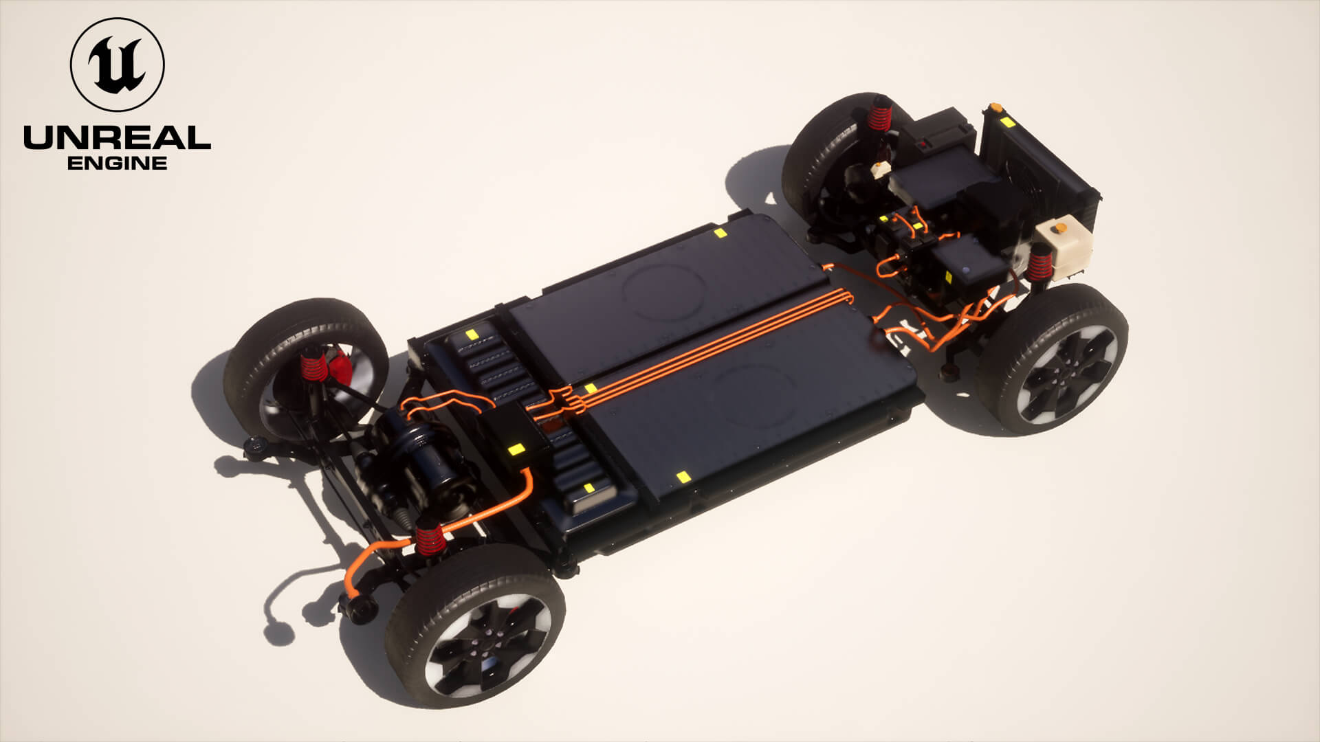 Electric AWD 4x4 Vehicle EV Chassis with Battery Powertrain 3D Model