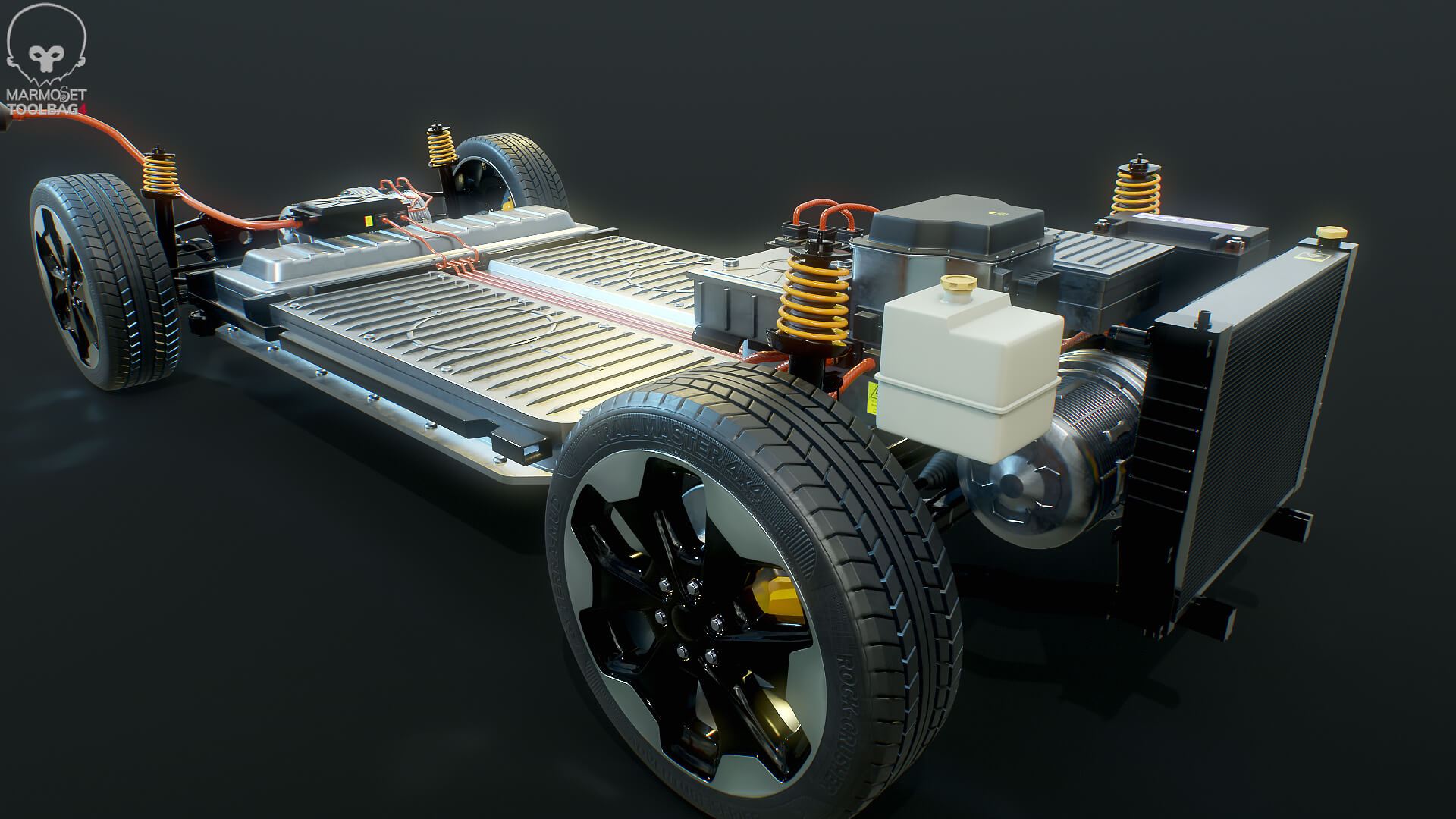Electric AWD 4x4 Vehicle EV Chassis with Battery Powertrain 3D Model