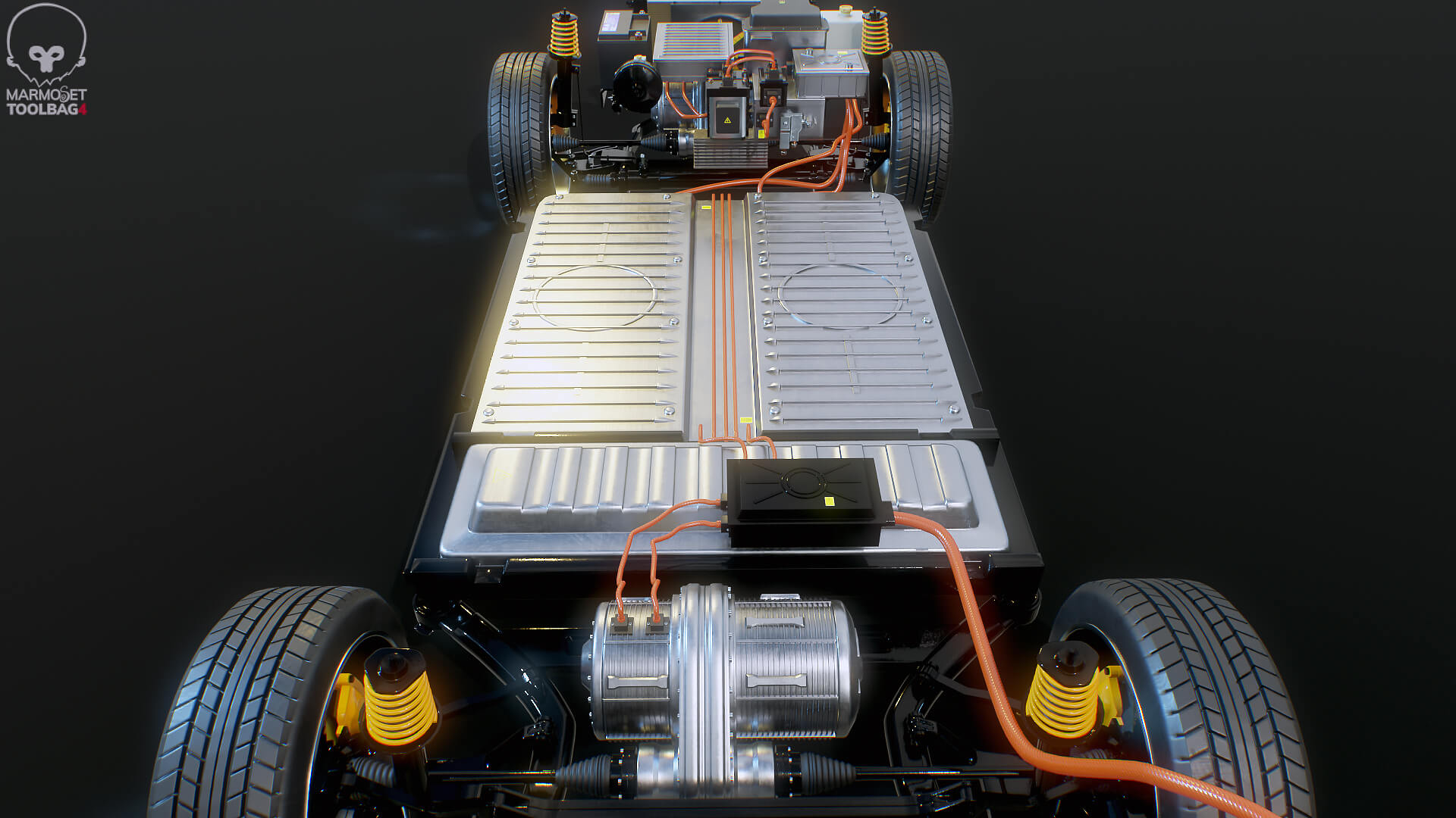 Electric AWD 4x4 Vehicle EV Chassis with Battery Powertrain 3D Model