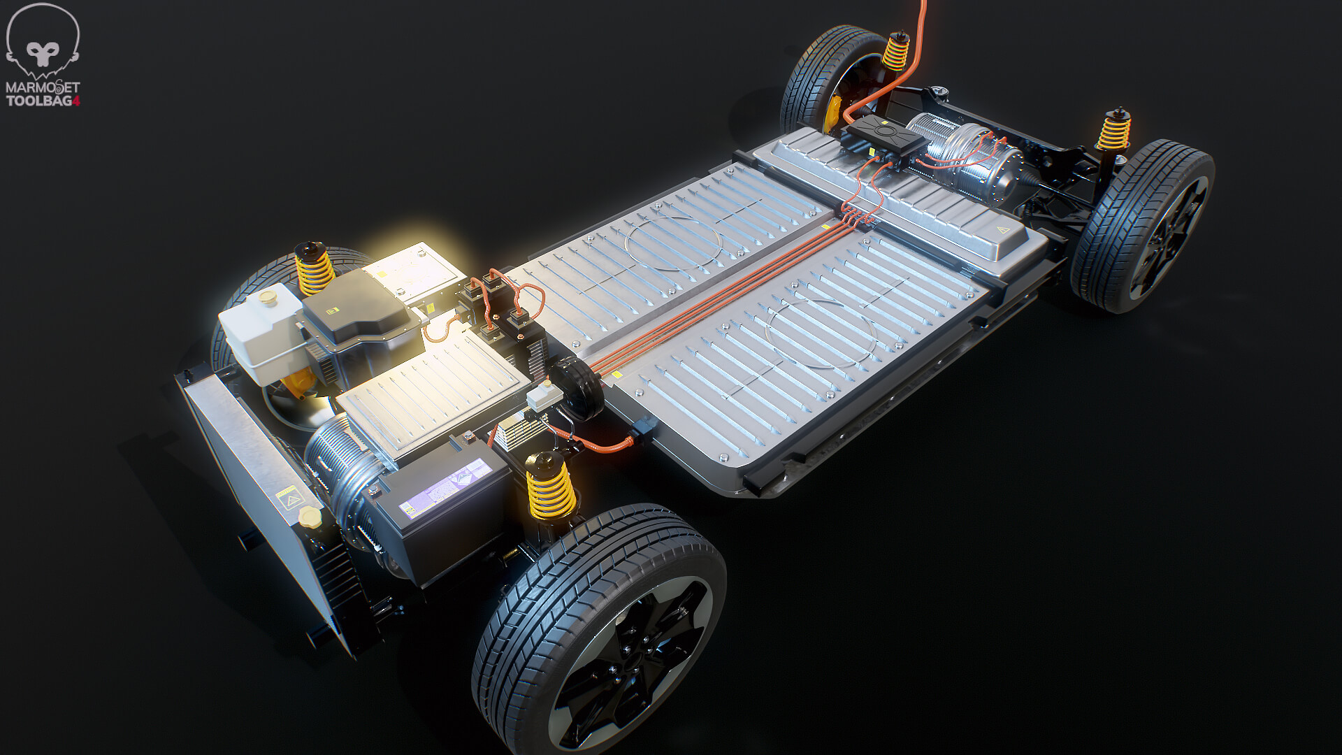 Electric AWD 4x4 Vehicle EV Chassis with Battery Powertrain 3D Model