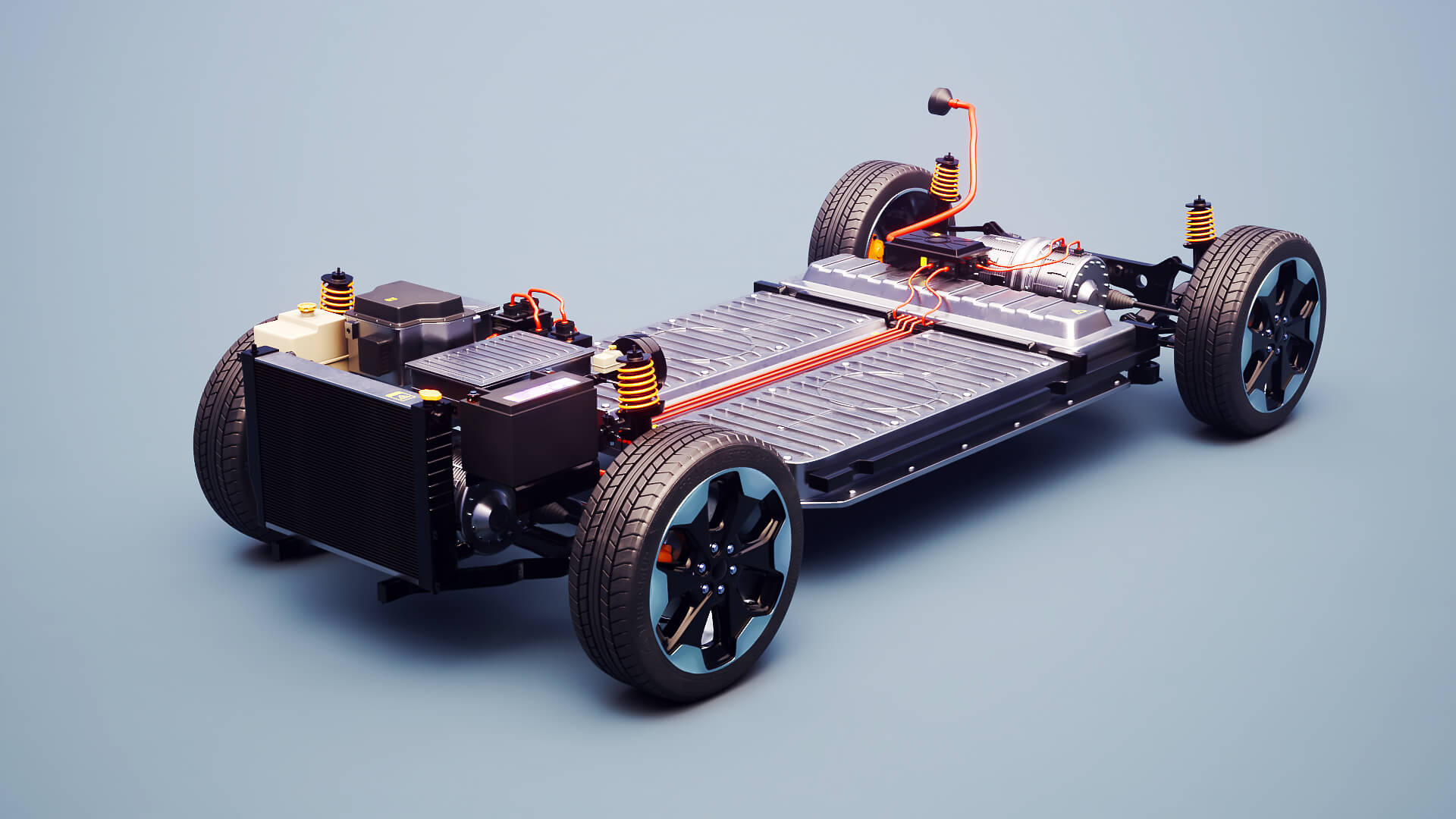 Electric AWD 4x4 Vehicle EV Chassis with Battery Powertrain 3D Model