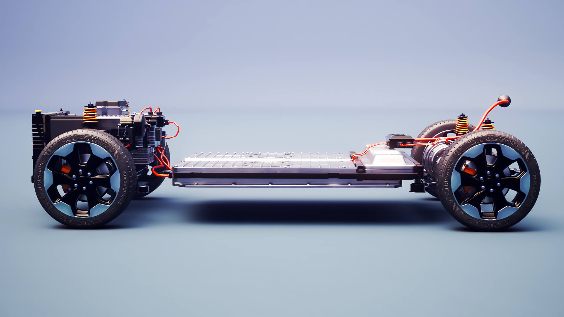 Electric AWD 4x4 Vehicle EV Chassis with Battery Powertrain 3D Model