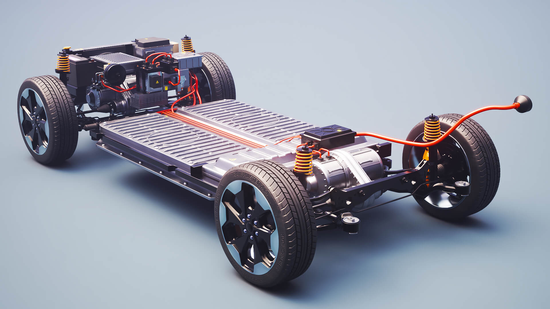 Electric AWD 4x4 Vehicle EV Chassis with Battery Powertrain 3D Model