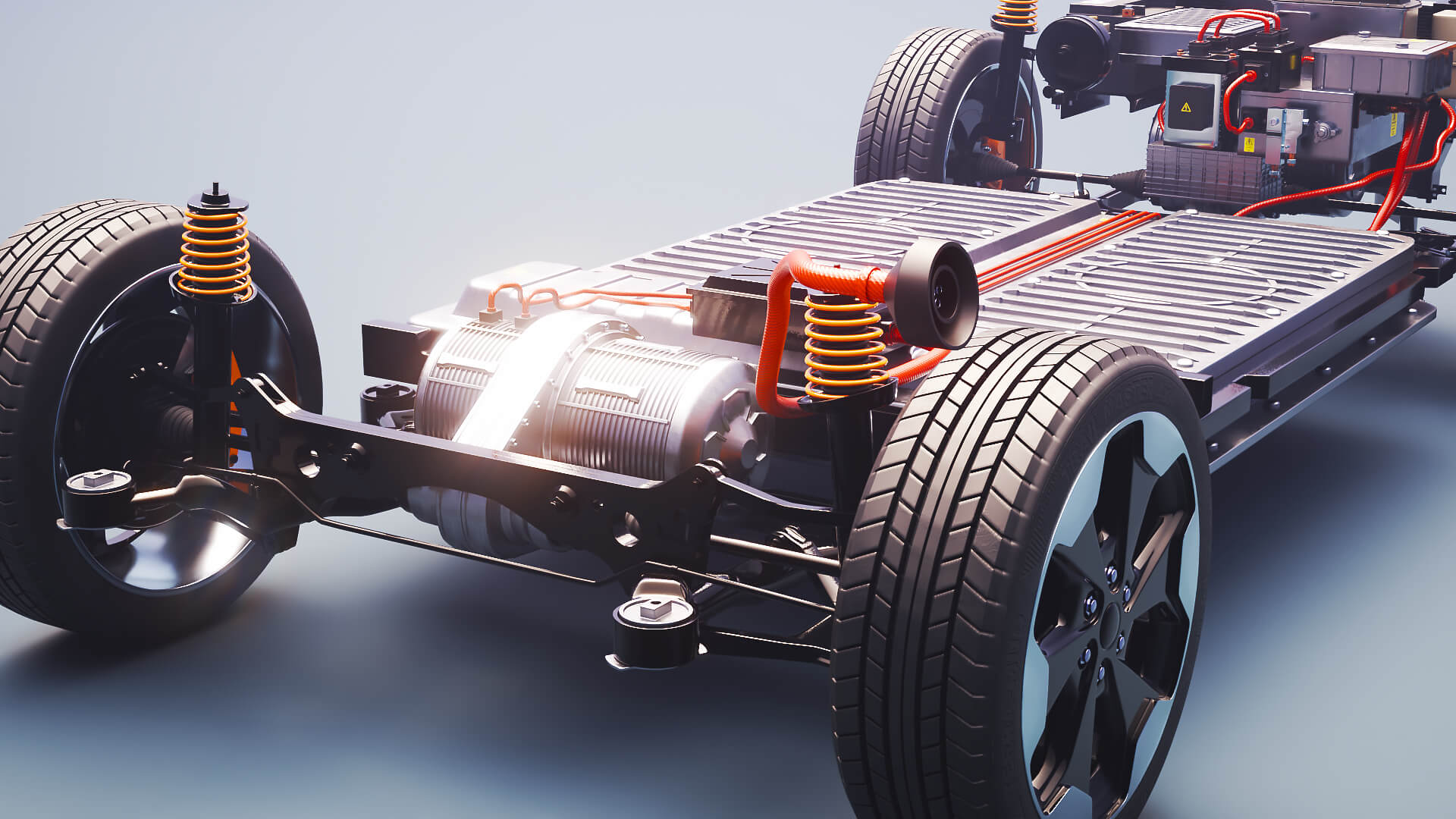 Electric AWD 4x4 Vehicle EV Chassis with Battery Powertrain 3D Model