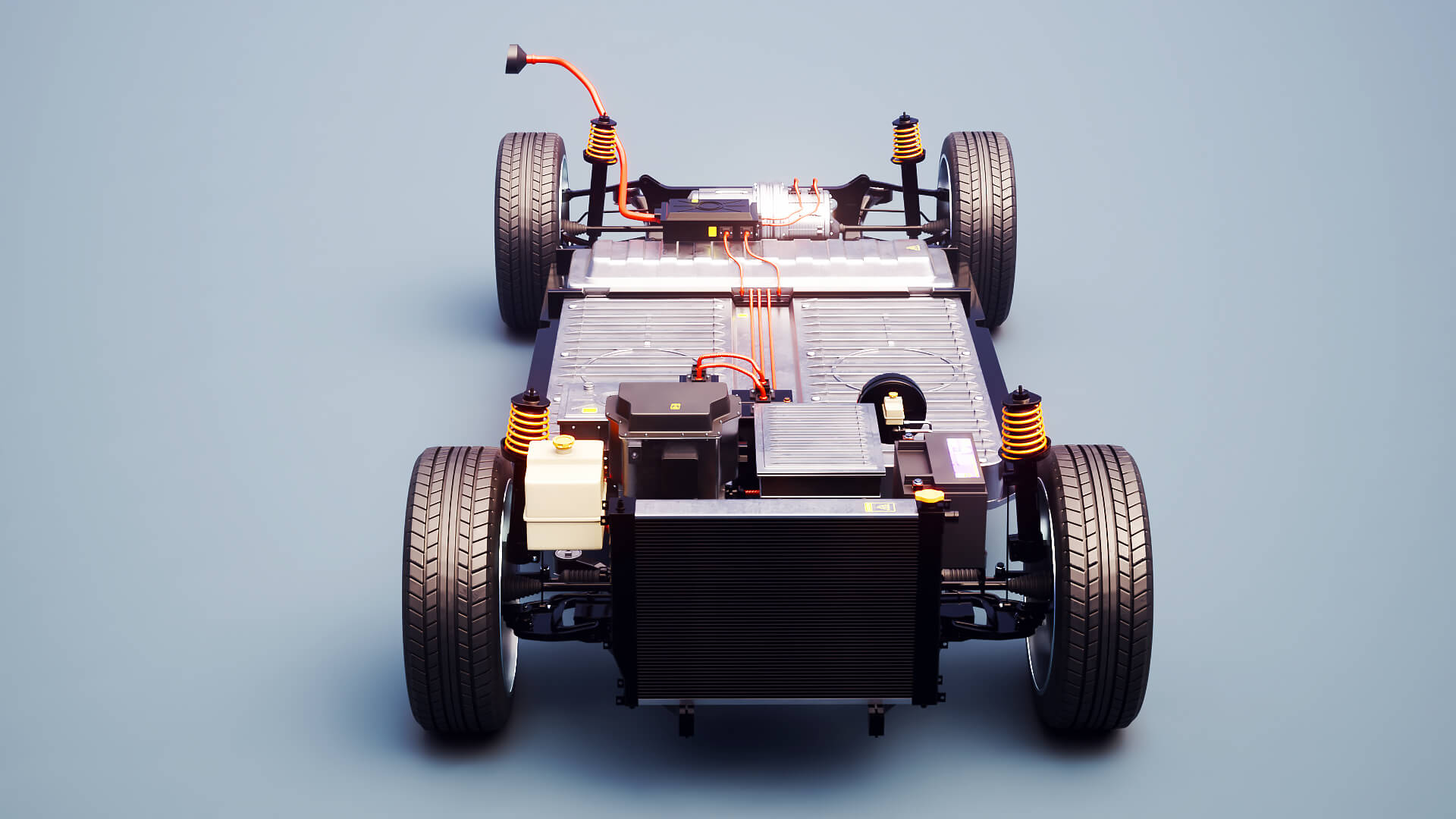 Electric AWD 4x4 Vehicle EV Chassis with Battery Powertrain 3D Model