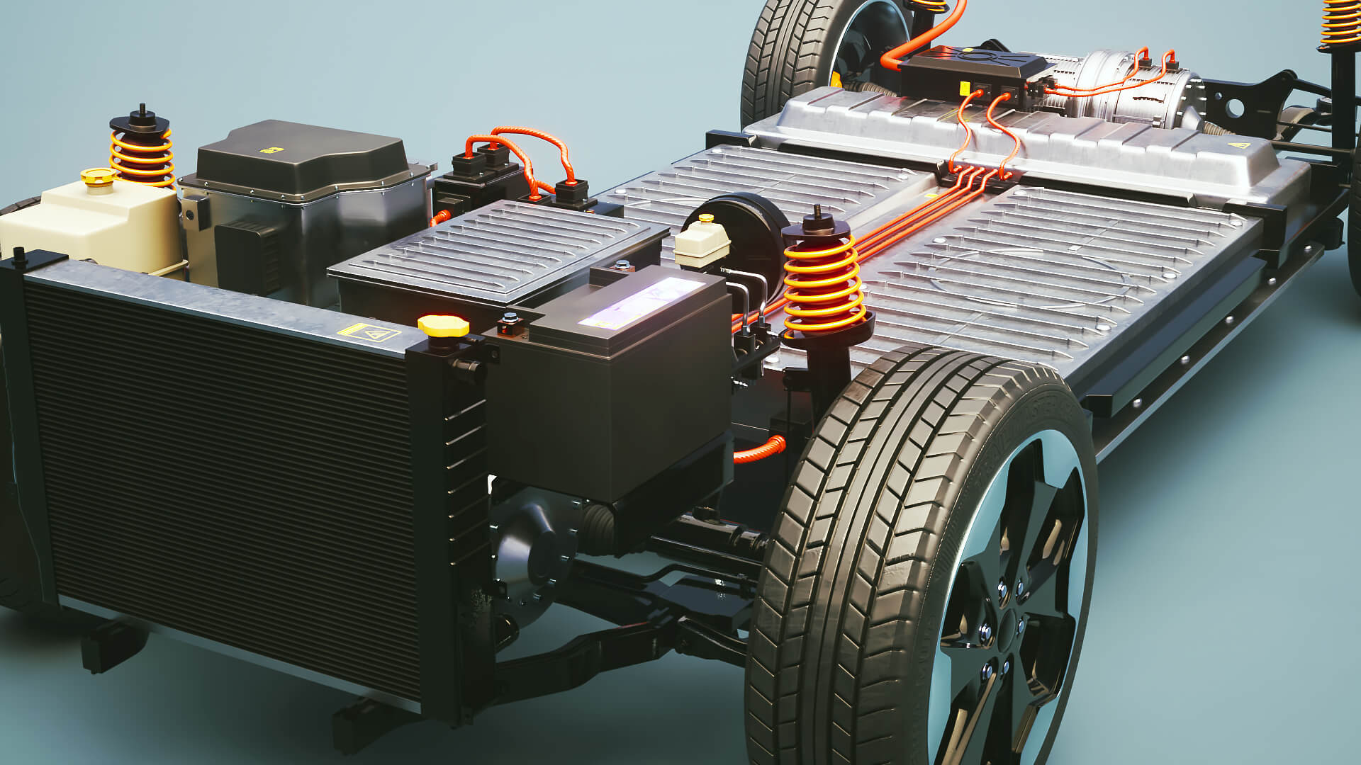 Electric AWD 4x4 Vehicle EV Chassis with Battery Powertrain 3D Model