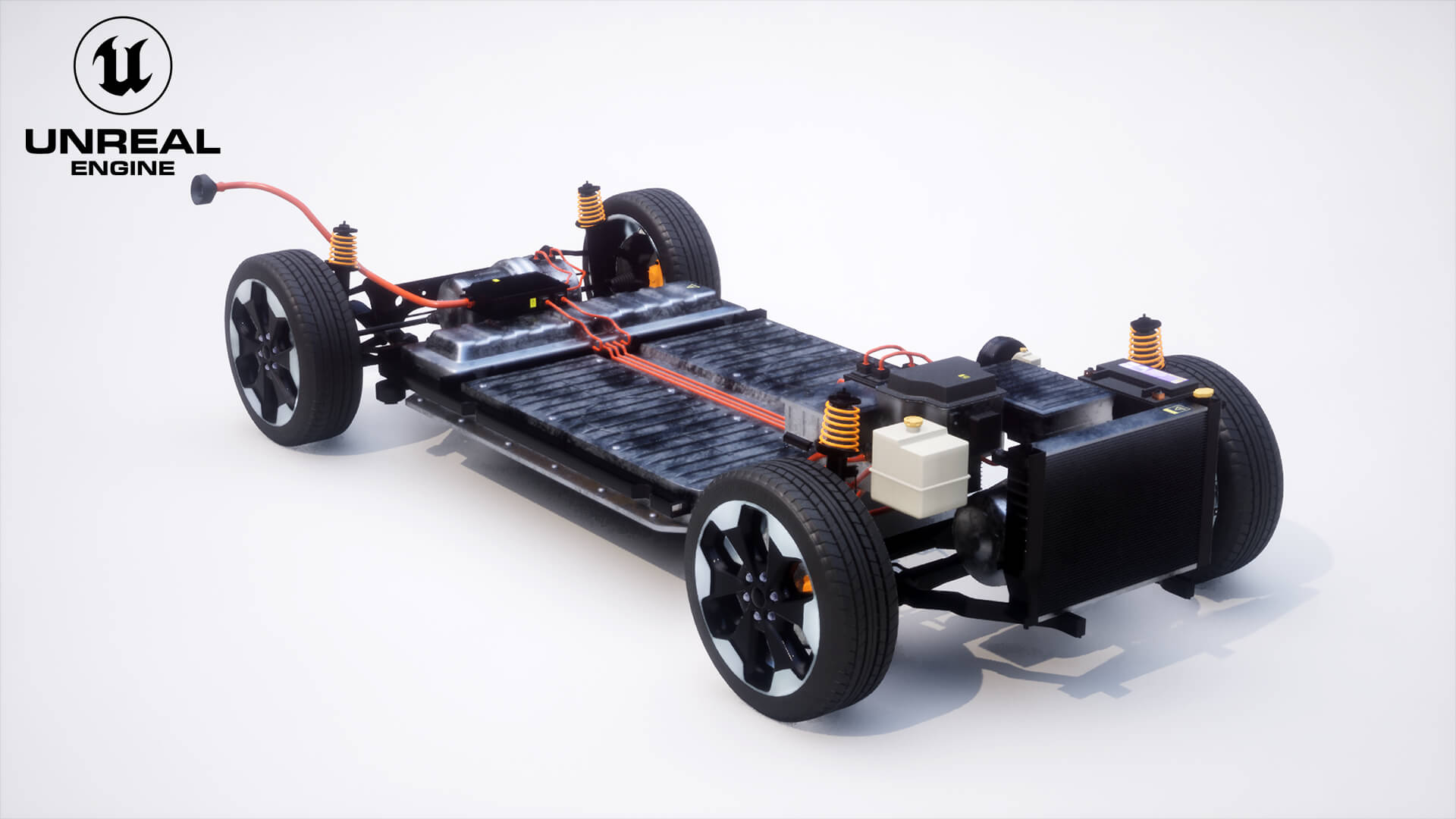 Electric AWD 4x4 Vehicle EV Chassis with Battery Powertrain 3D Model
