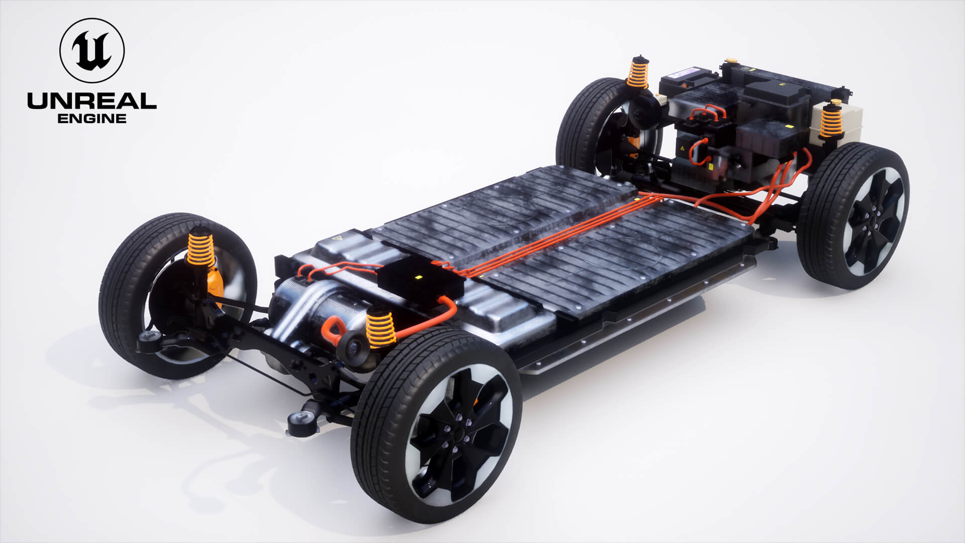 Electric AWD 4x4 Vehicle EV Chassis with Battery Powertrain 3D Model