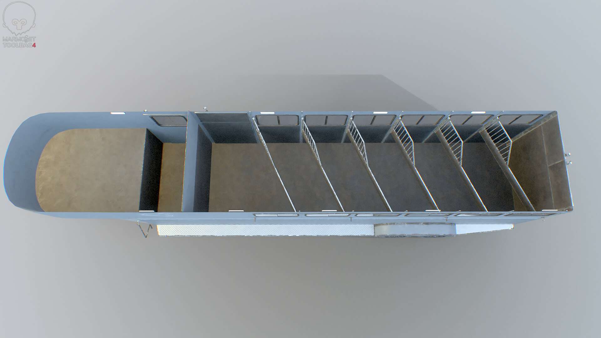 Gooseneck Horse Trailer Rigged Midpoly Worn 3D Model