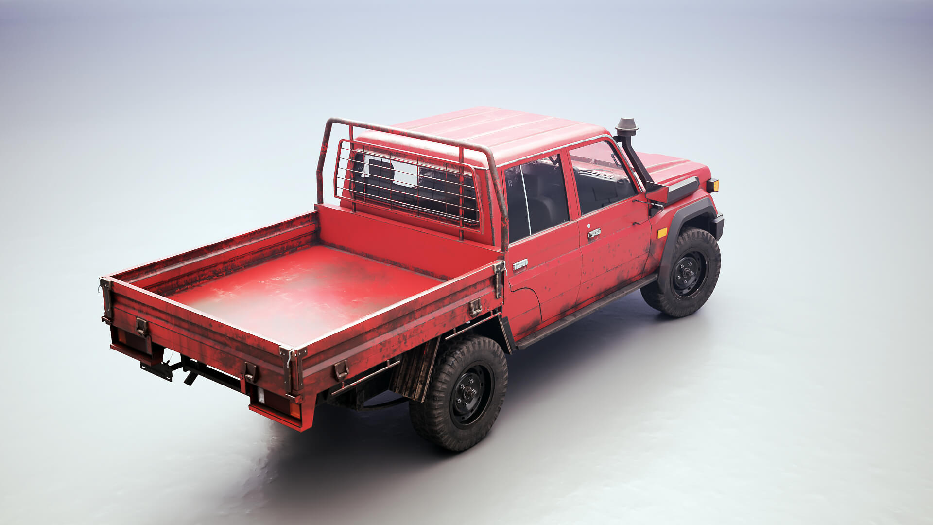 Off-Road Pickup Truck Double Cab 4x4 Rigged PBR Midpoly Worn 3D Model