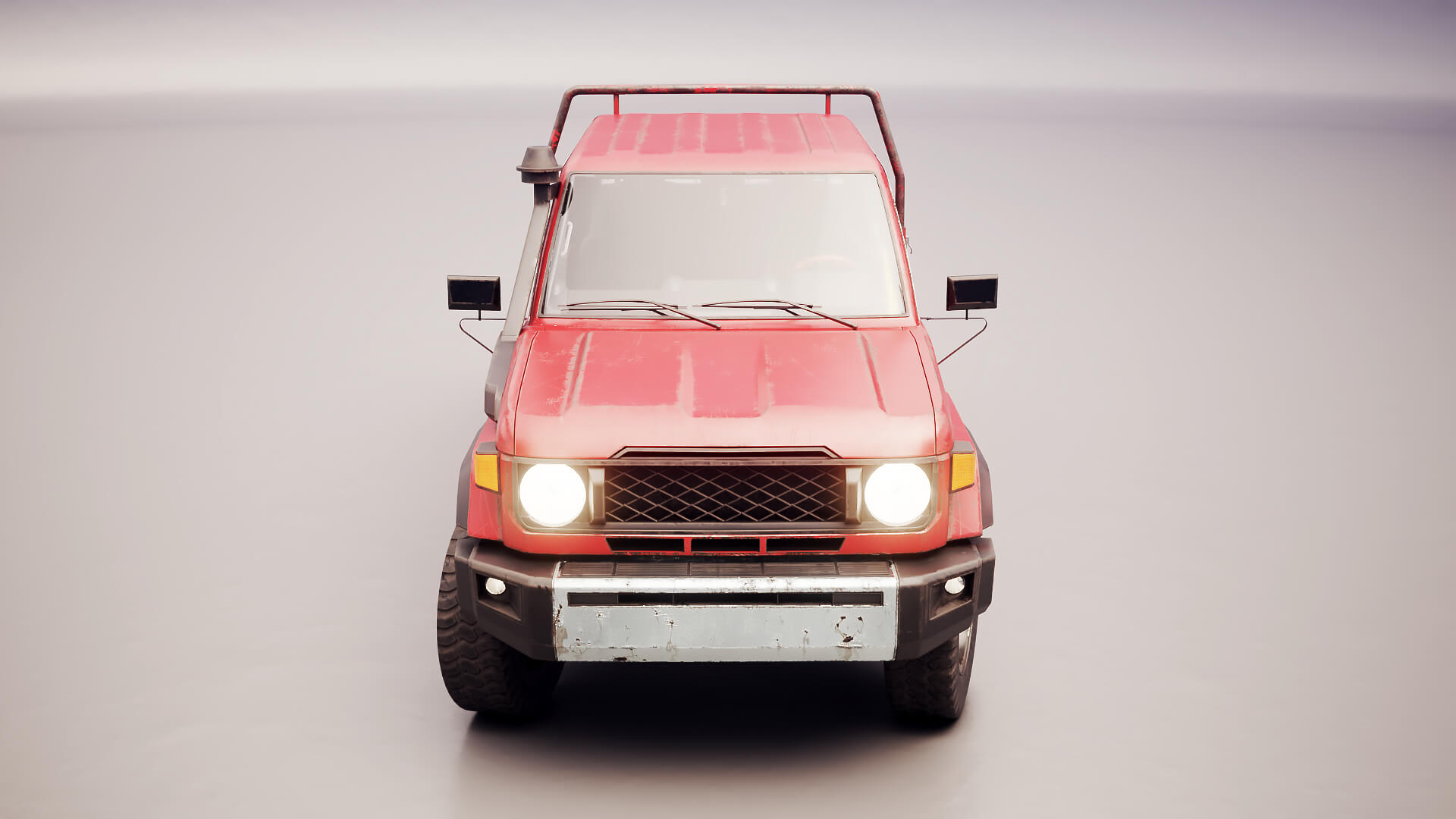Off-Road Pickup Truck Double Cab 4x4 Rigged PBR Midpoly Worn 3D Model