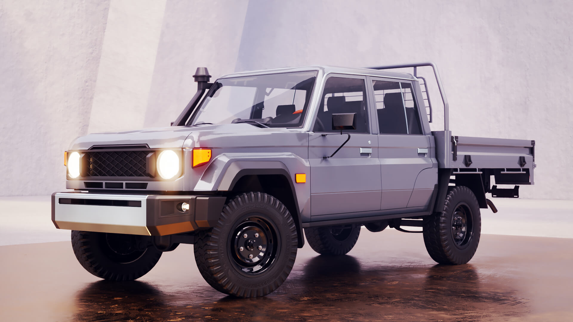Off-Road Pickup Truck Double Cab 4x4 Rigged PBR Midpoly 3D Model